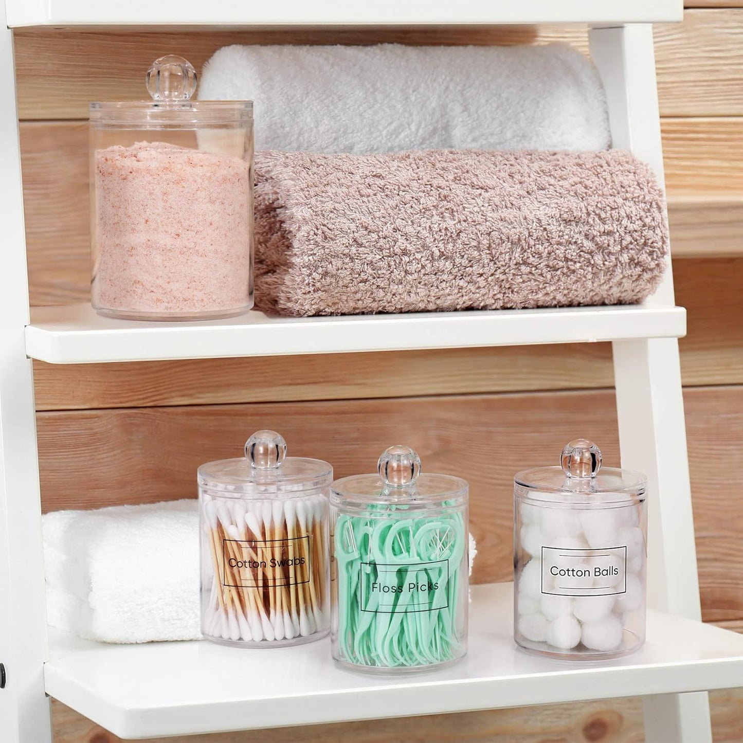 4-Pack Acrylic Qtip Holder Set – Clear Vanity Canisters for Cotton Swabs, Pads & Bathroom Essentials