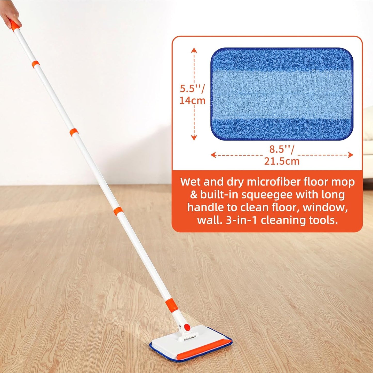 Baseboard Cleaning Tool with Extendable Handle – Reusable Duster Pads (Gray)