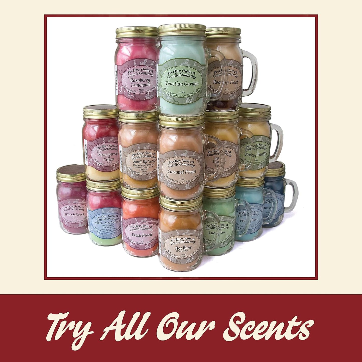 Strawberries & Cream Scented Mason Jar Candle – 100-Hour Burn, 13 oz