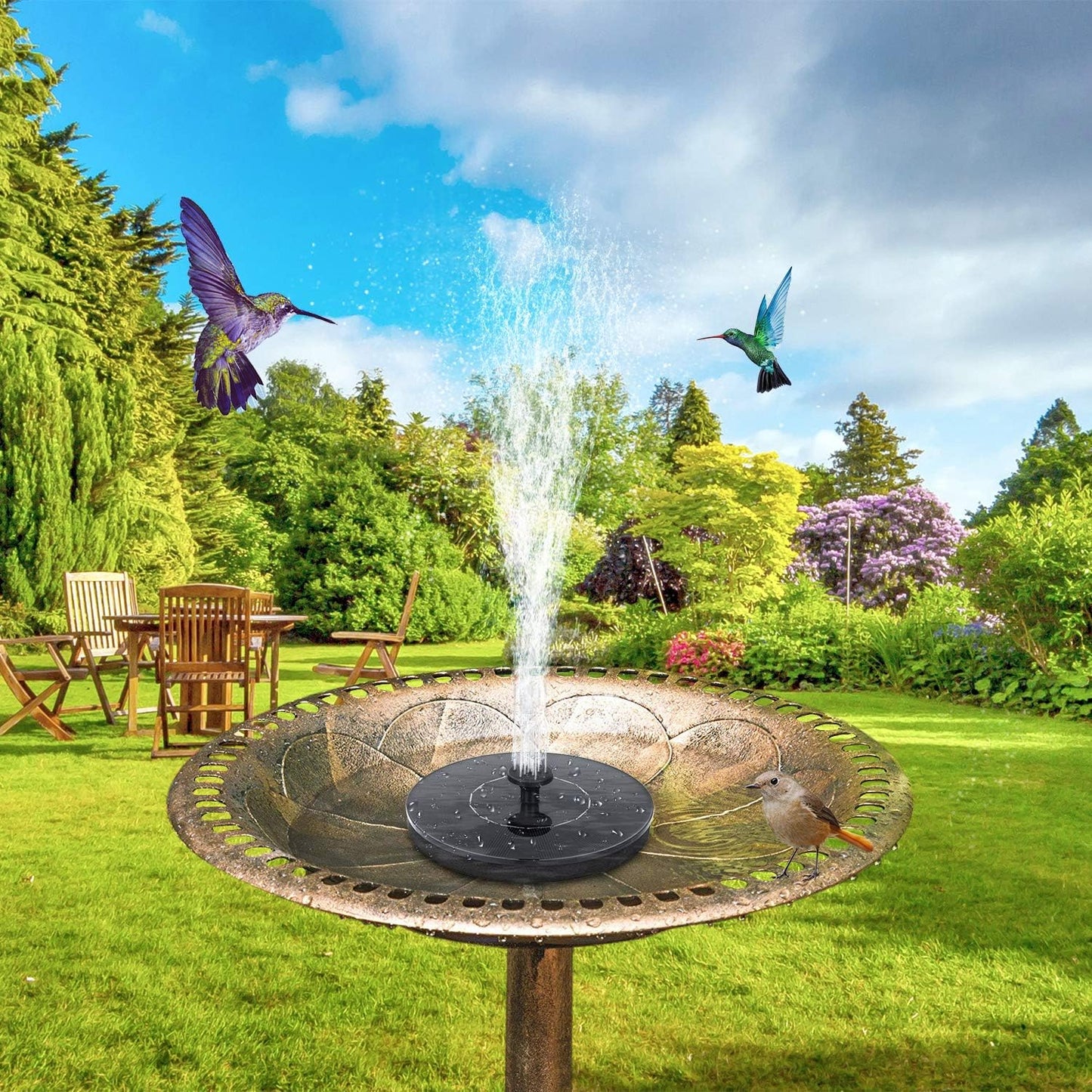 1W Solar Bird Bath Fountain Pump – 6 Nozzles, Floating Design
