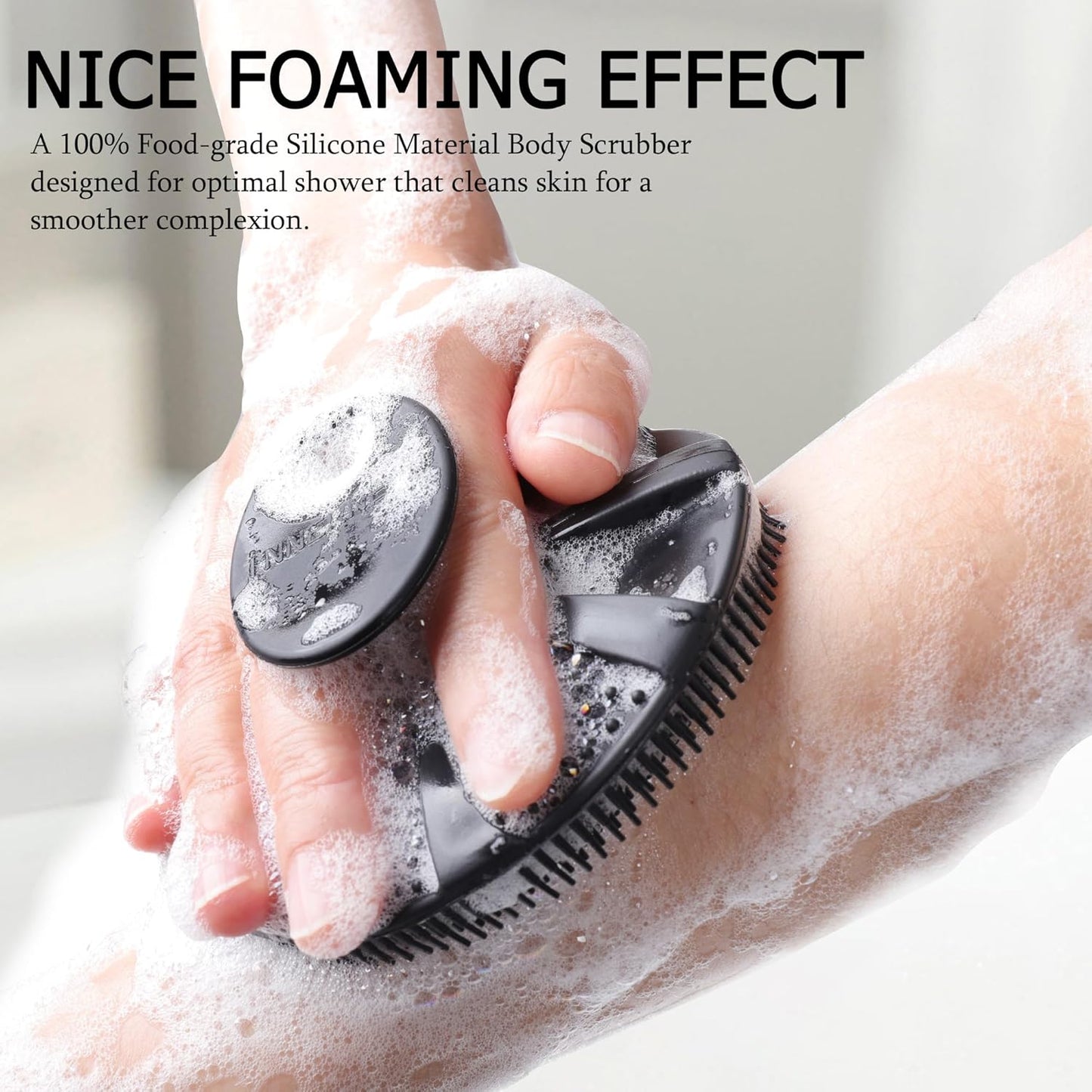 Soft Silicone Body Scrubber – Gentle Exfoliating Shower Brush for Skin Cleansing, Black