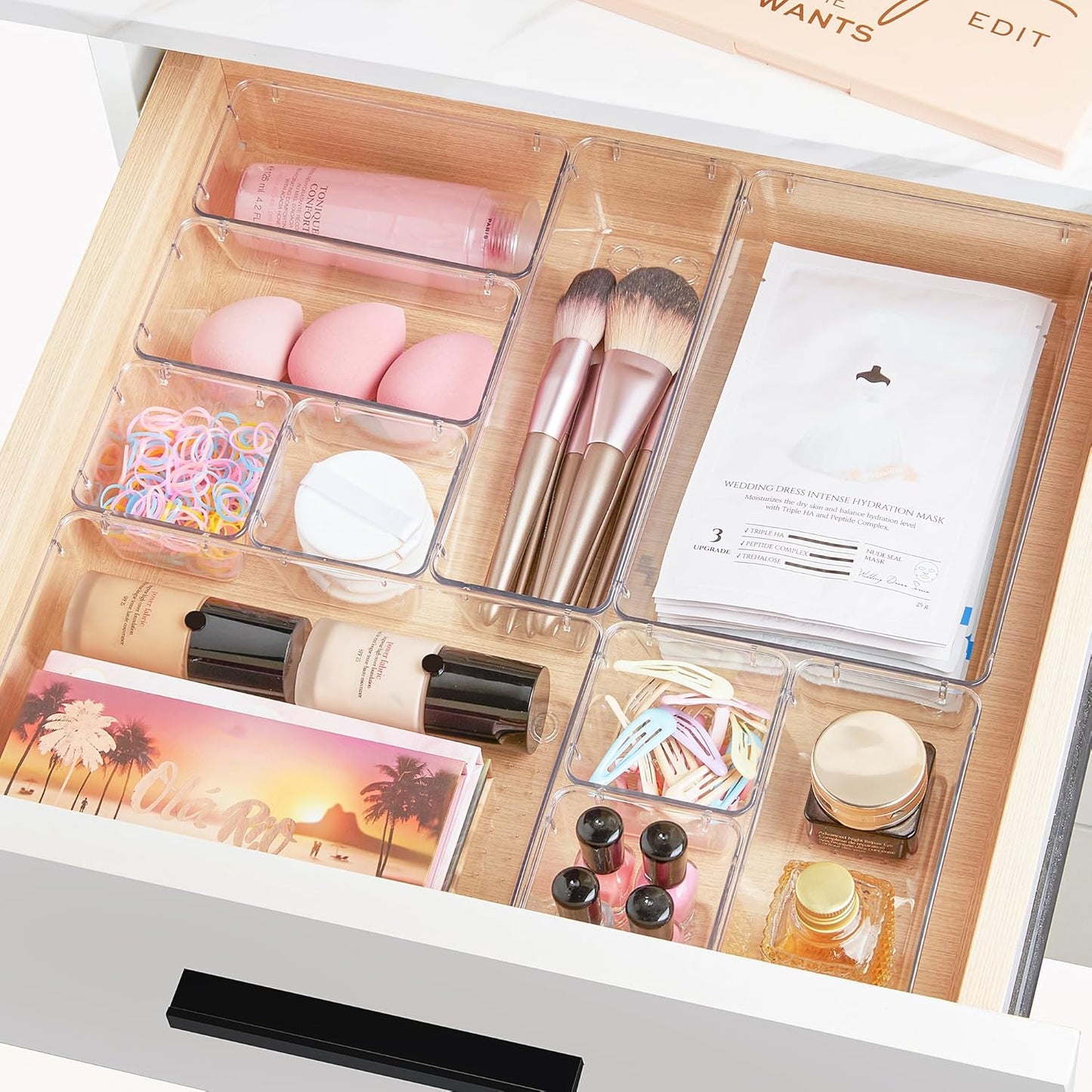 25-Piece Clear Drawer Organizer Set – Multi-Size Storage Bins for Home, Kitchen, Bath & Office