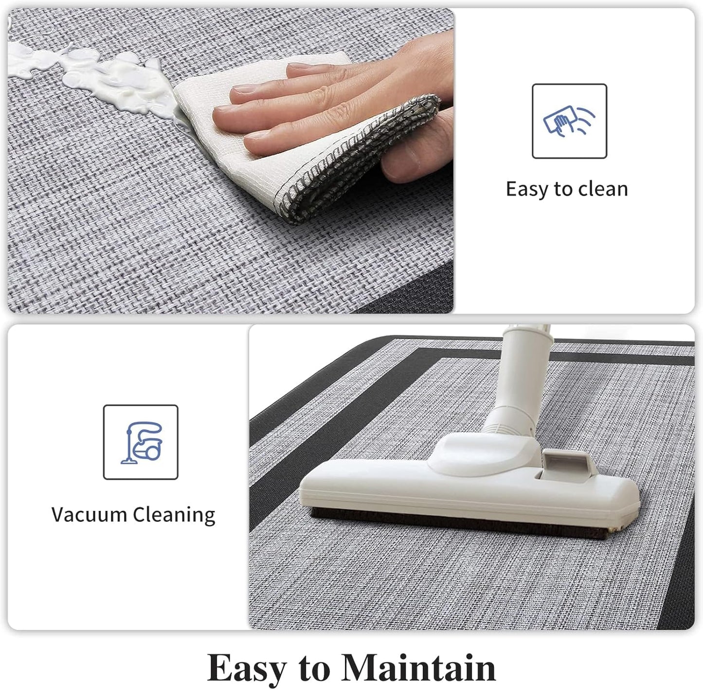 2-Piece Anti-Fatigue Cushioned Kitchen Mat Set – Waterproof, Non-Slip Ergonomic Floor Rugs (Black & Gray)
