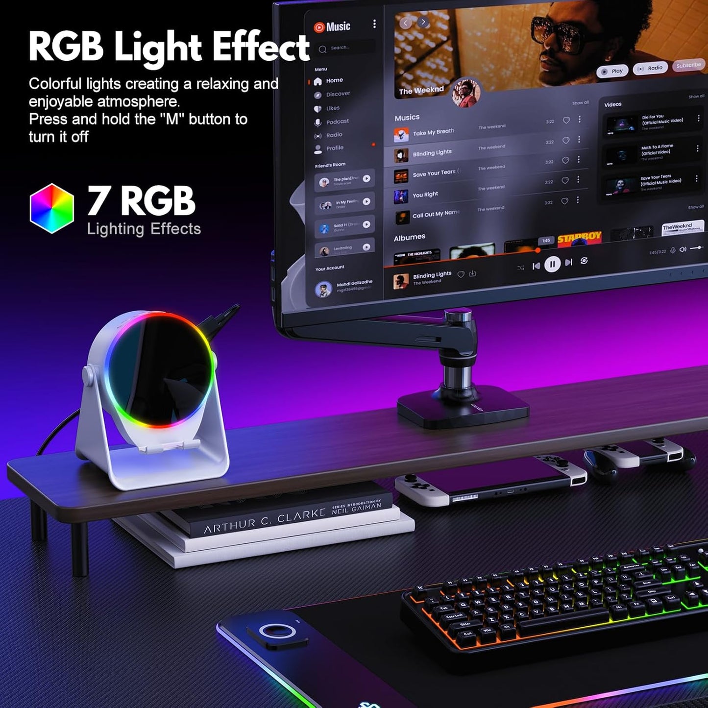 4-in-1 Wireless Induction Bluetooth Speaker with RGB Light & 360° Phone Stand