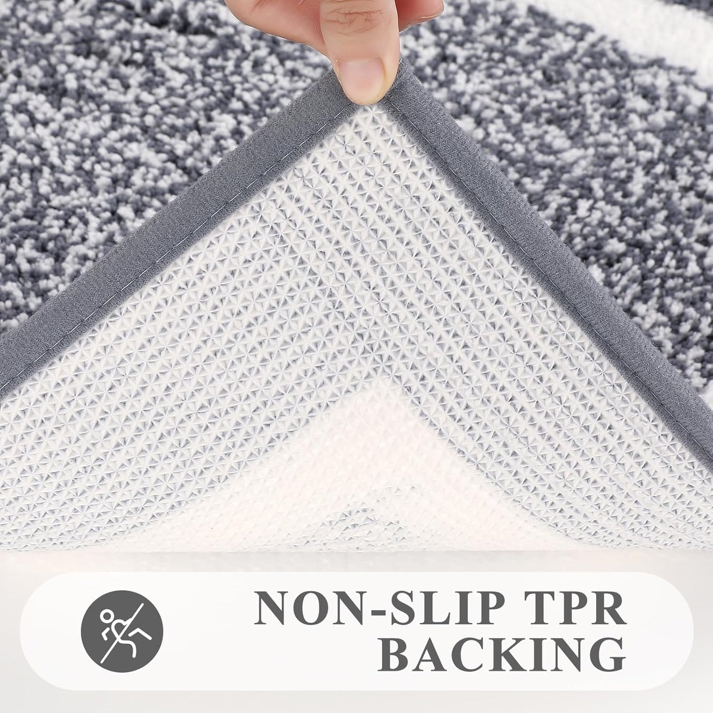 3-Piece Microfiber Bathroom Rug Set – Non-Slip Shaggy Bath Mats (Dark Grey)