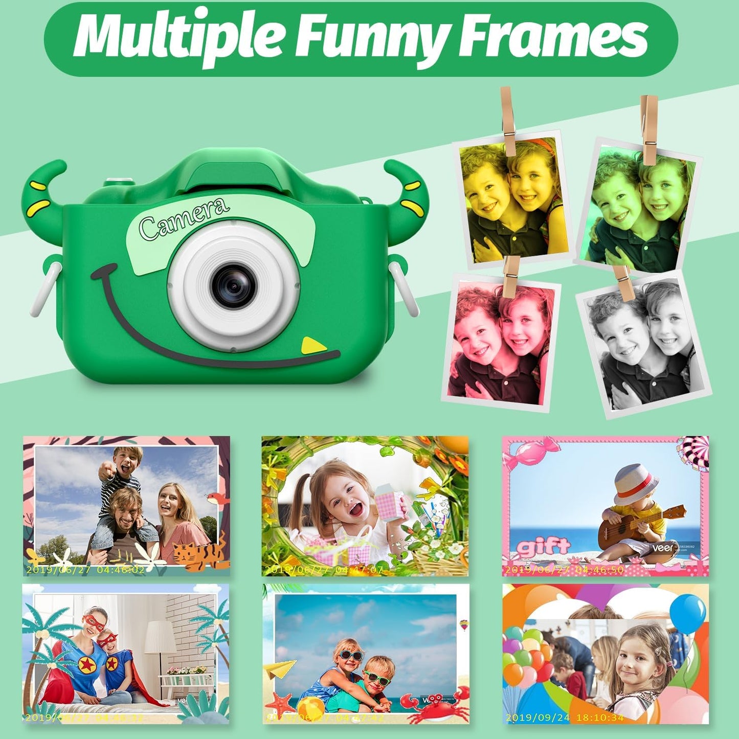 Kids Digital Camera with Cartoon Cover – Toy Camcorder for Ages 3–8 (32GB Card Included)
