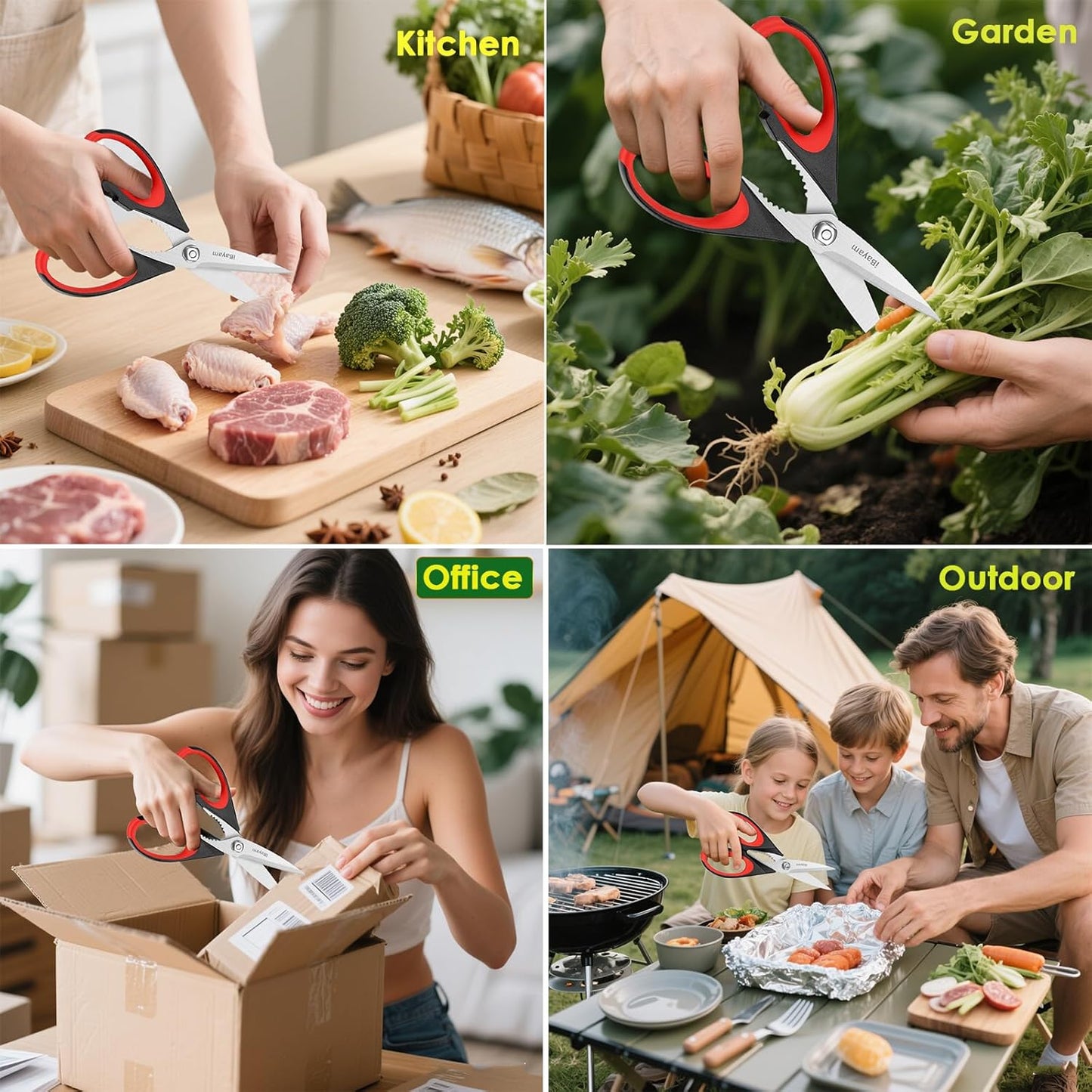Heavy Duty Kitchen Scissors – All-Purpose Stainless Steel Food Shears with Protective Sheath, Dishwasher Safe