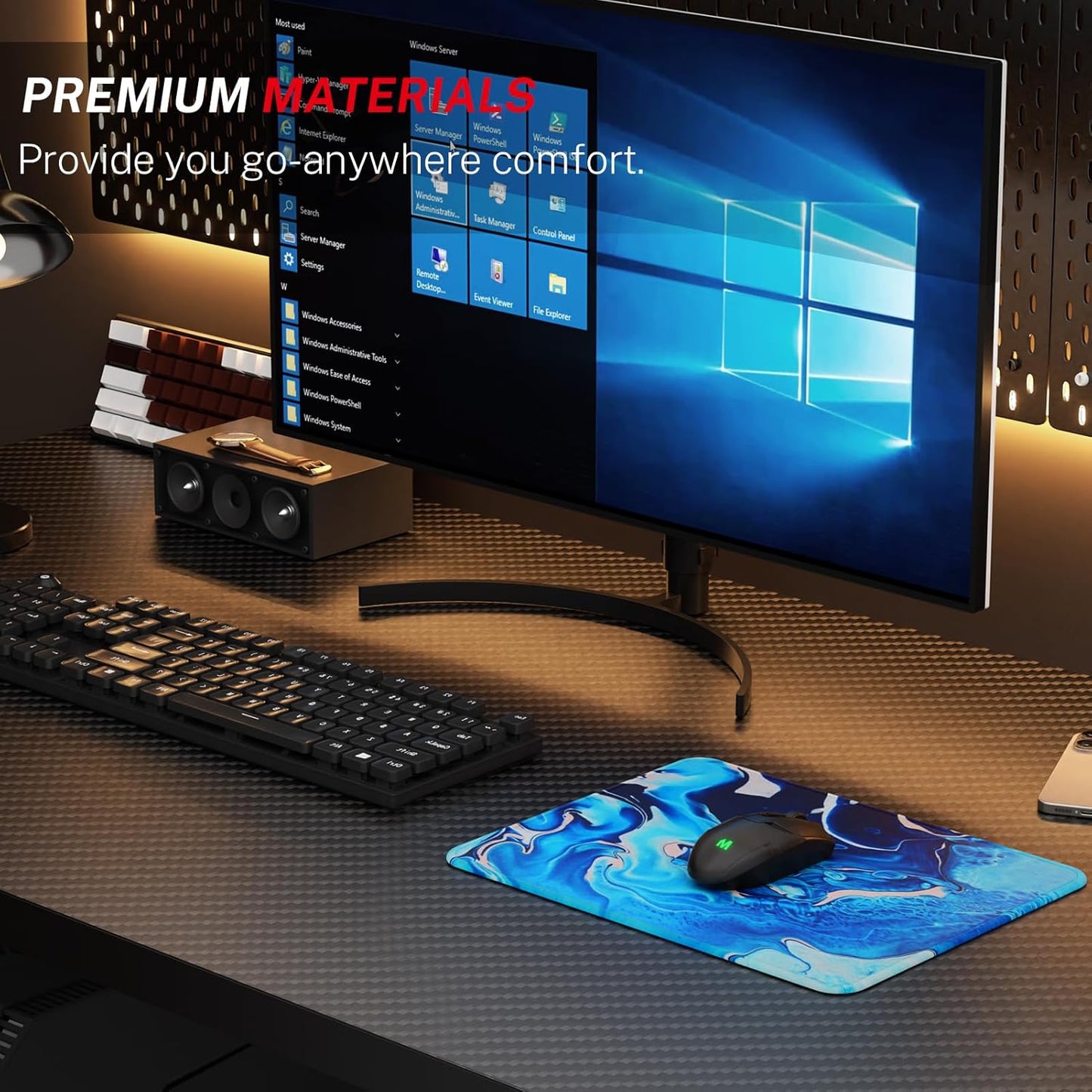 Premium XL Mouse Pad – 30% Larger Waterproof Gaming & Office Mat with Anti-Fray Edges, Blue Waves