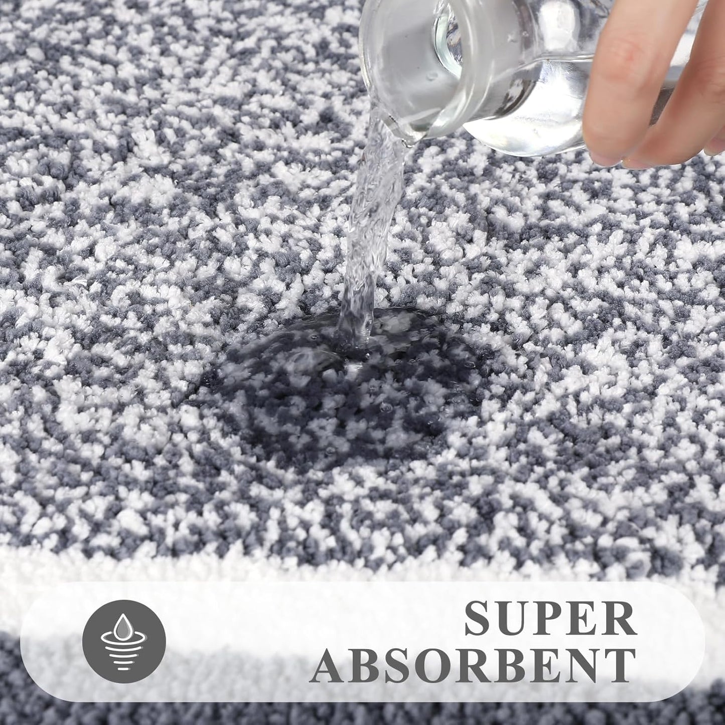 3-Piece Microfiber Bathroom Rug Set – Non-Slip Shaggy Bath Mats (Dark Grey)