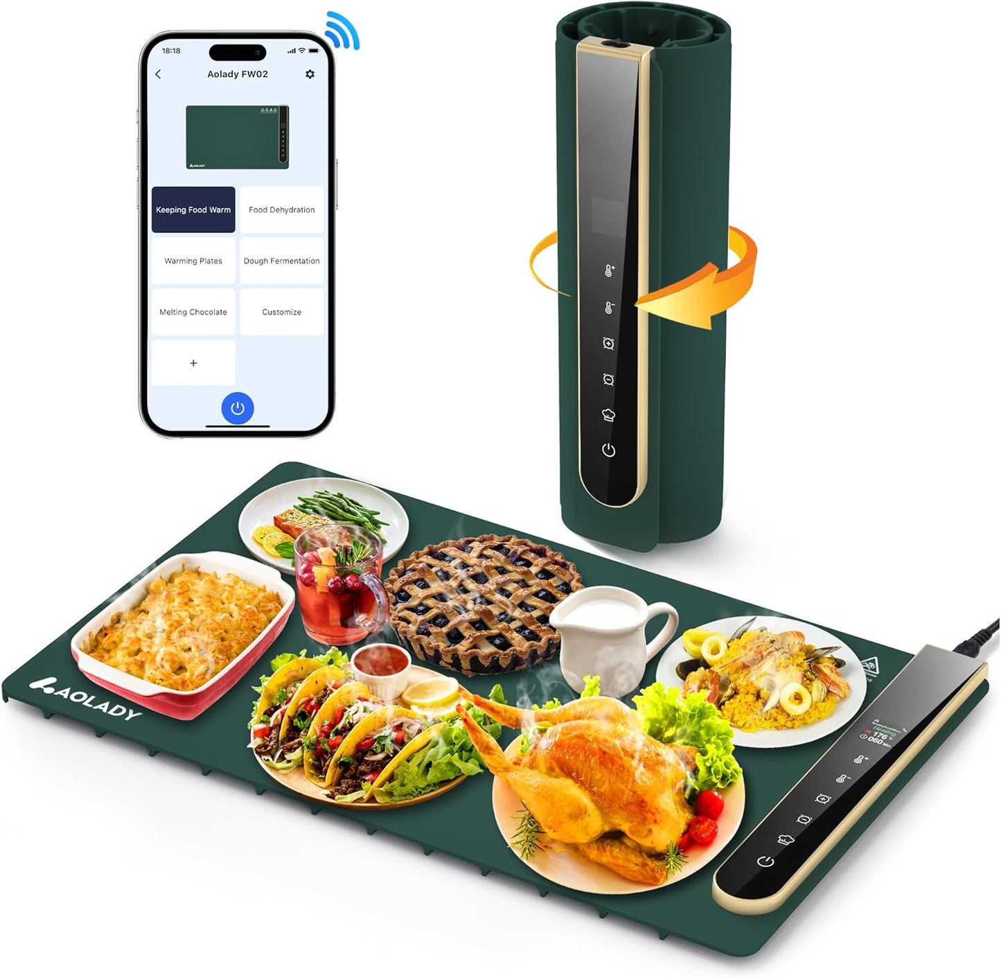 App-Controlled Warming Mat for Food – Portable Buffet Tray & Party Food Warmer