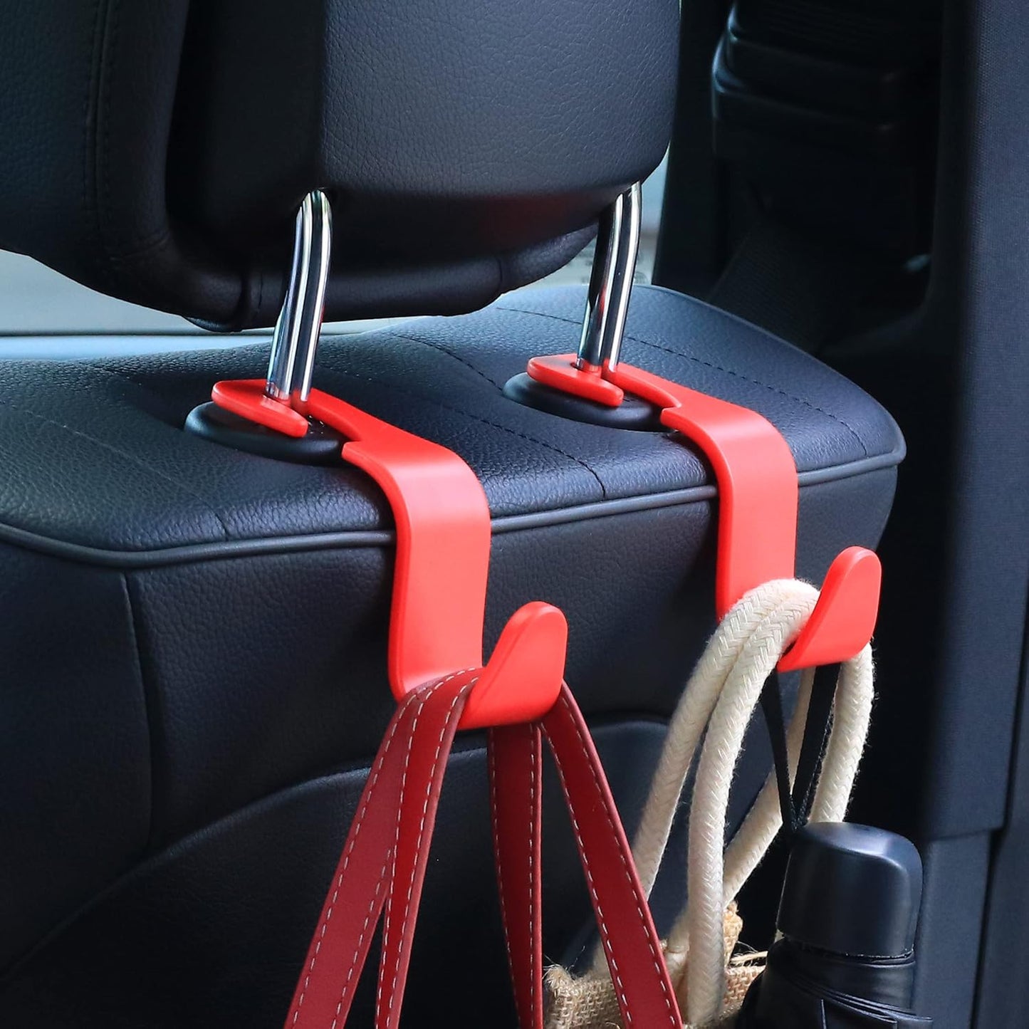 Car Seat Headrest Hook 4 Pack Hanger Storage Organizer Universal for Handbag Purse Coat Fit Universal Vehicle Car Black S Type