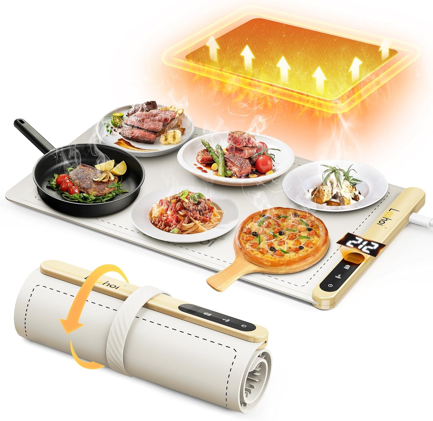 Full-Surface Electric Warming Mat – Adjustable Heat Silicone Tray for Parties & Everyday Use