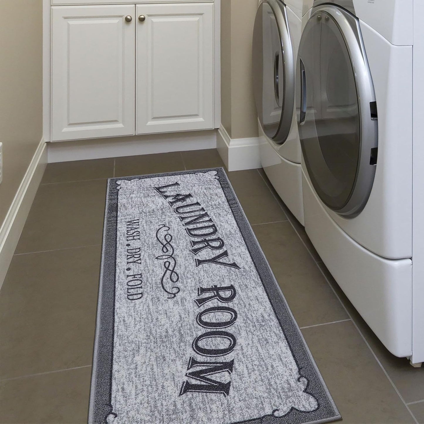 20"x59" Non-Slip Laundry Room Rug – Durable Gray Runner Mat for Entryway, Bathroom & Mudroom
