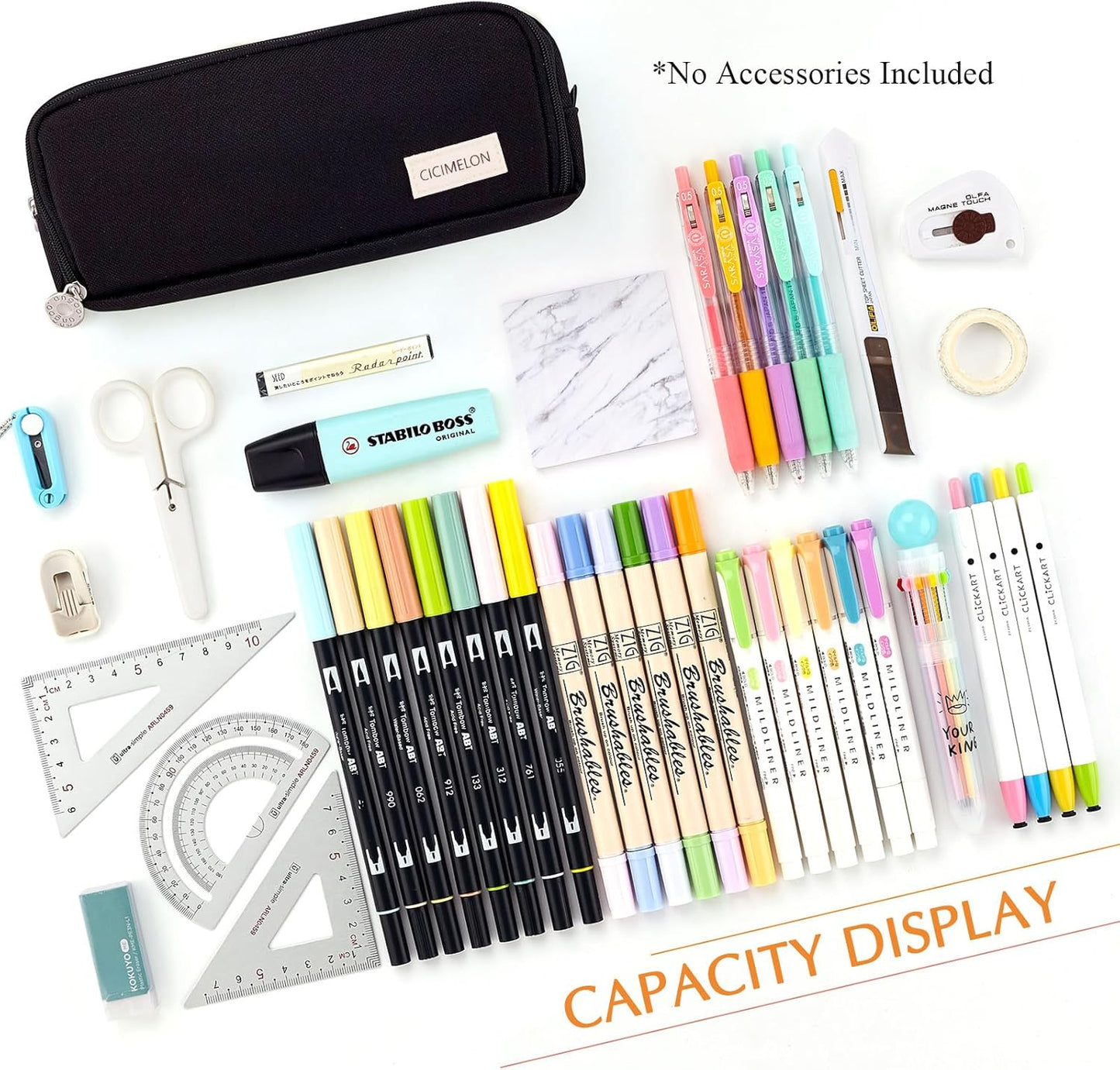 Large Capacity Pencil Case – 3-Zip Compartment Organizer Pouch (Black)