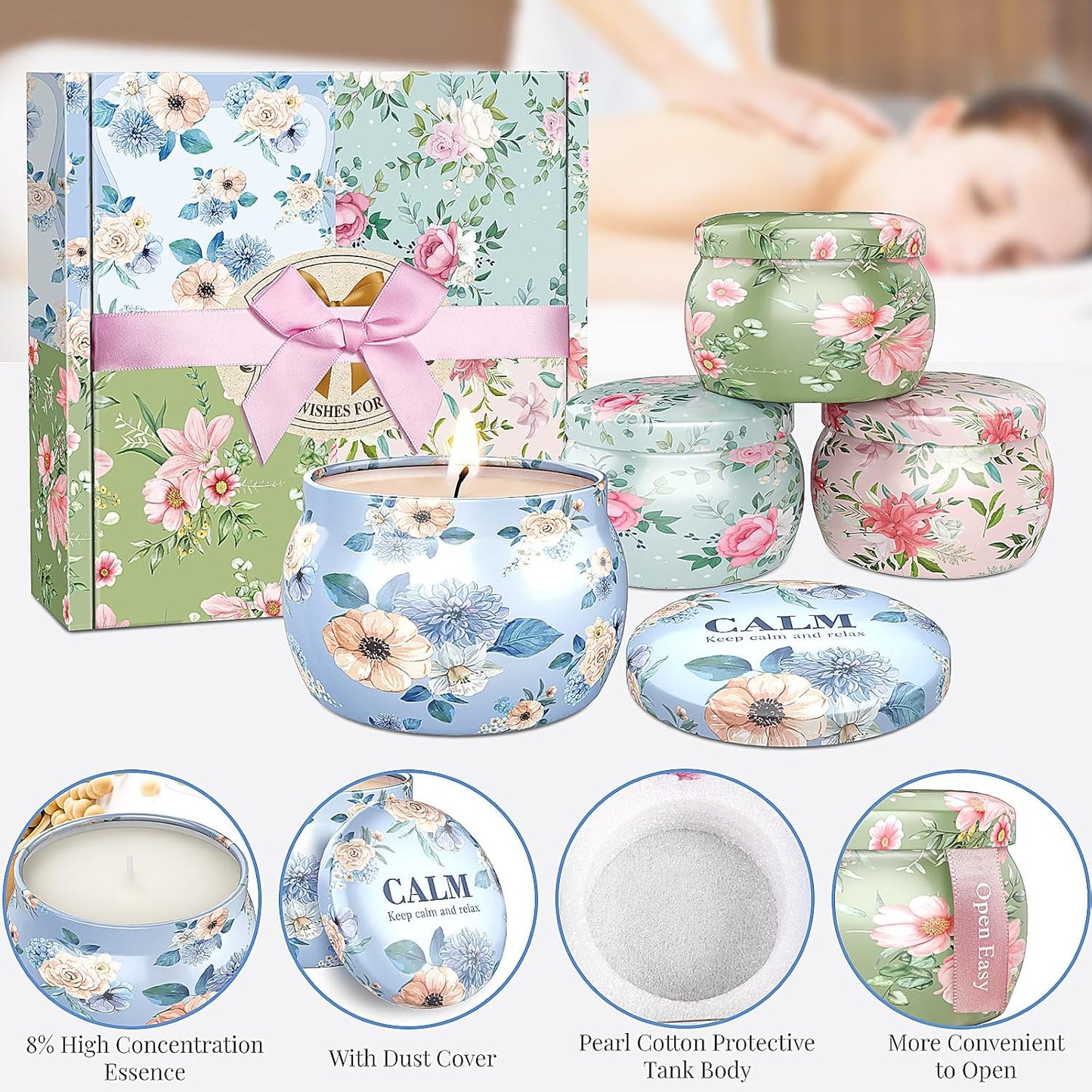 Scented Candle Gift Set – 4-Pack 17.6oz Soy Candles, Long-Lasting Aromatherapy for Men & Women, Ideal Birthday & Father's Day Present