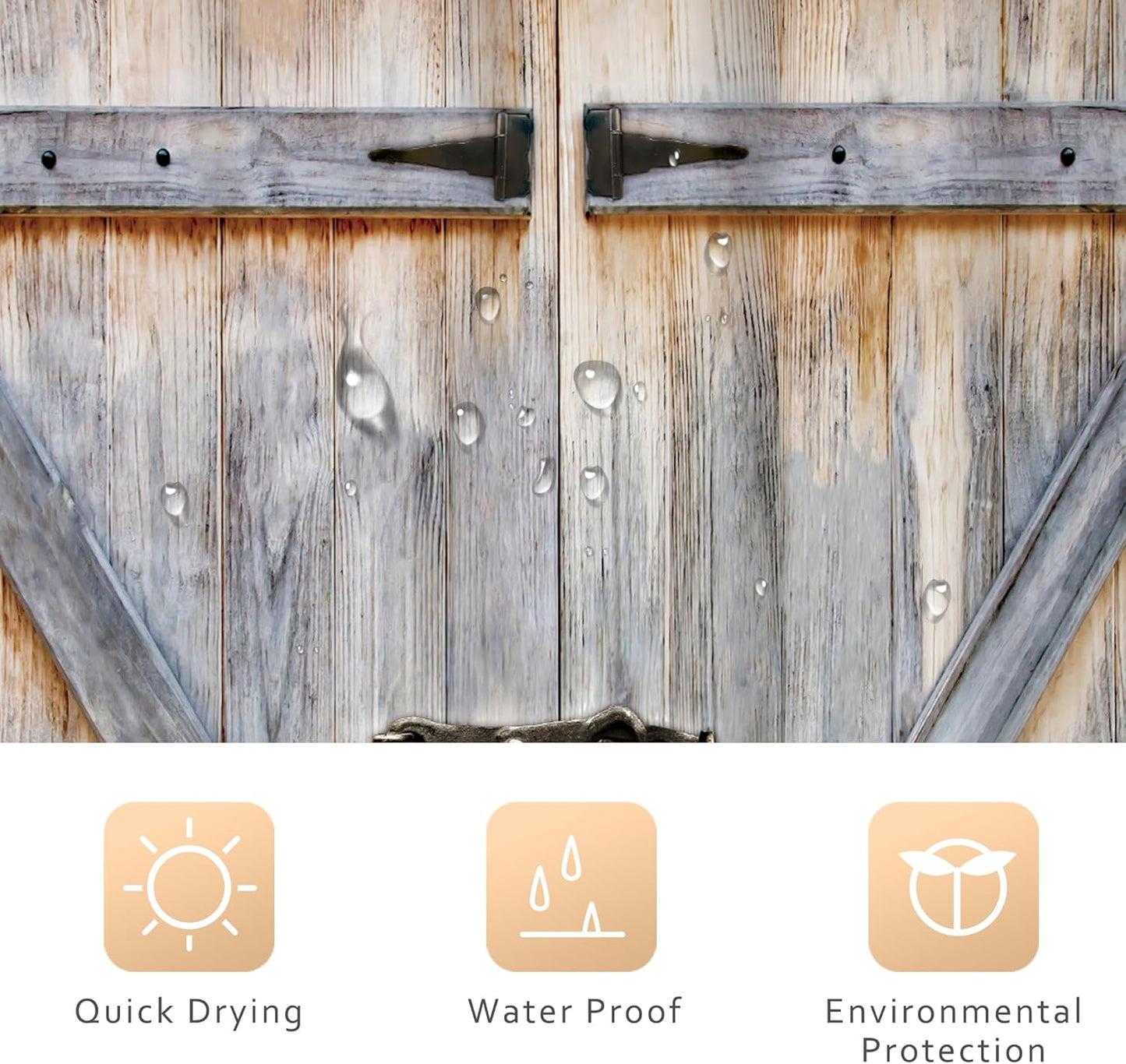 Rustic Barn Door Shower Curtain – 54x78 Inch Farmhouse Style Fabric, Vintage Wood Plank Look, Waterproof Polyester with 12 Hooks, Bathroom Decor