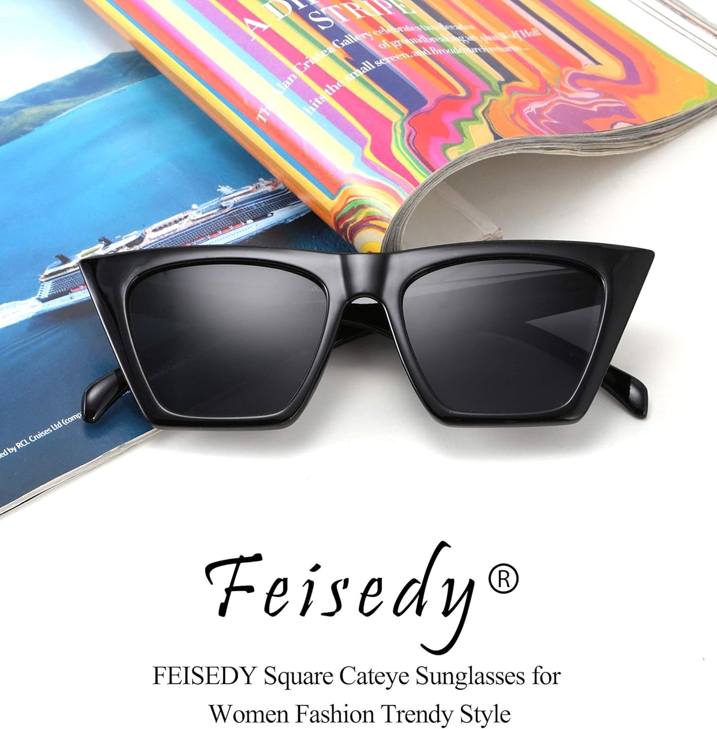 Vintage Square Cat Eye Sunglasses Women Trendy Cateye Sunglasses B2473