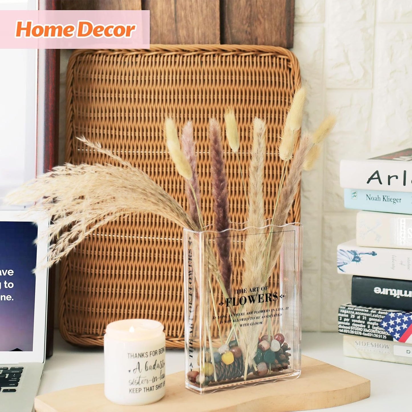 Clear Book Vase – Book-Shaped Glass Flower Vase for Home, Office & Gift Decor