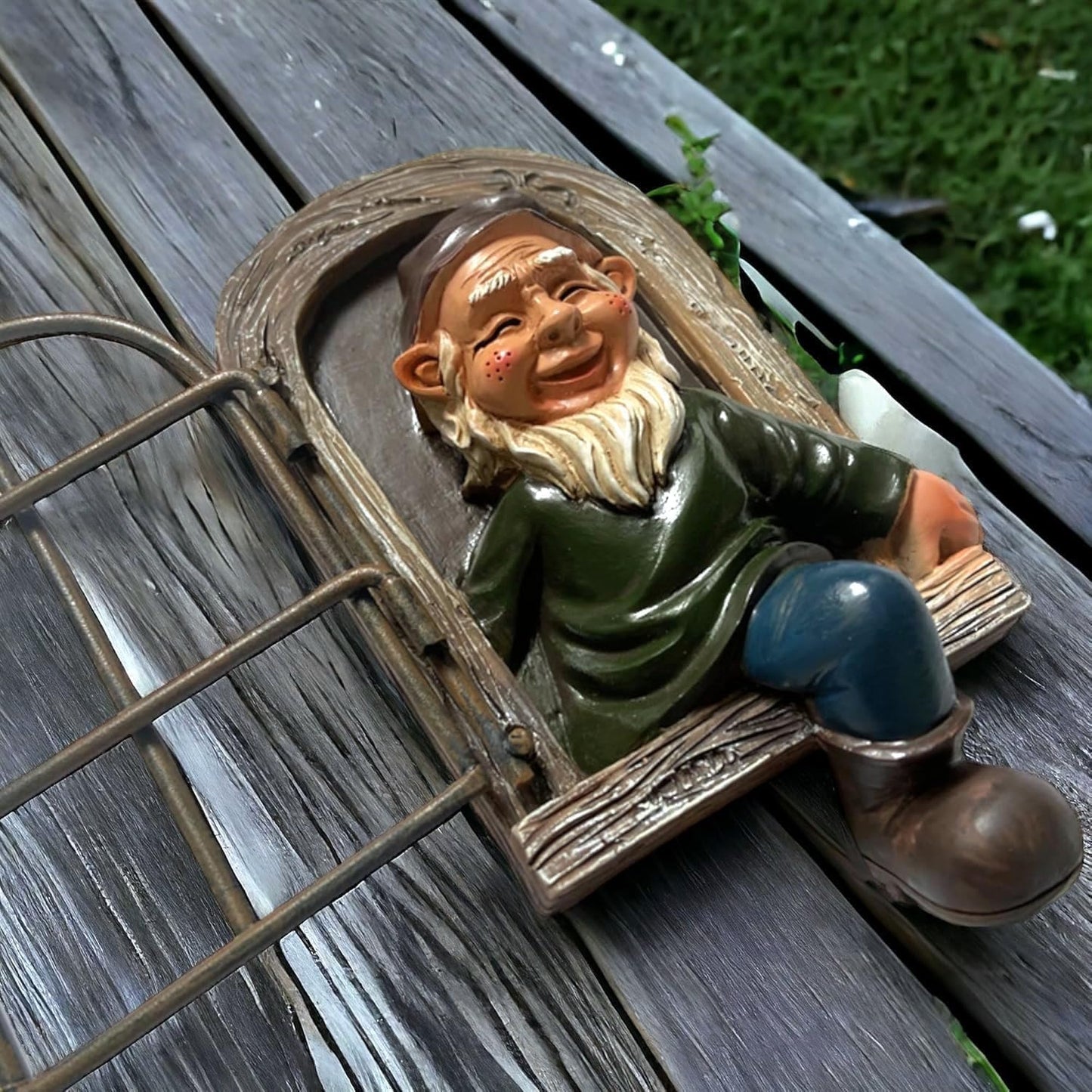 5.7" Funny Garden Gnome Tree Hugger – Whimsical Hanging Elf Peeker for Trees, Resin Outdoor Decoration for Yard, Lawn, Porch, or Patio