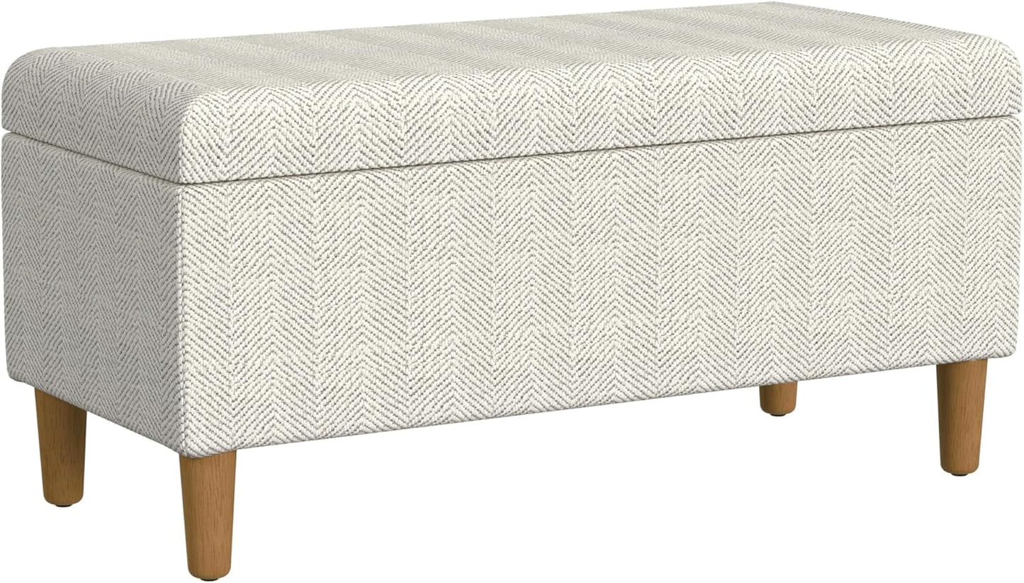 Malmo Cream Chevron Woven Storage Bench – Decorative Entryway or Bedroom Organizer