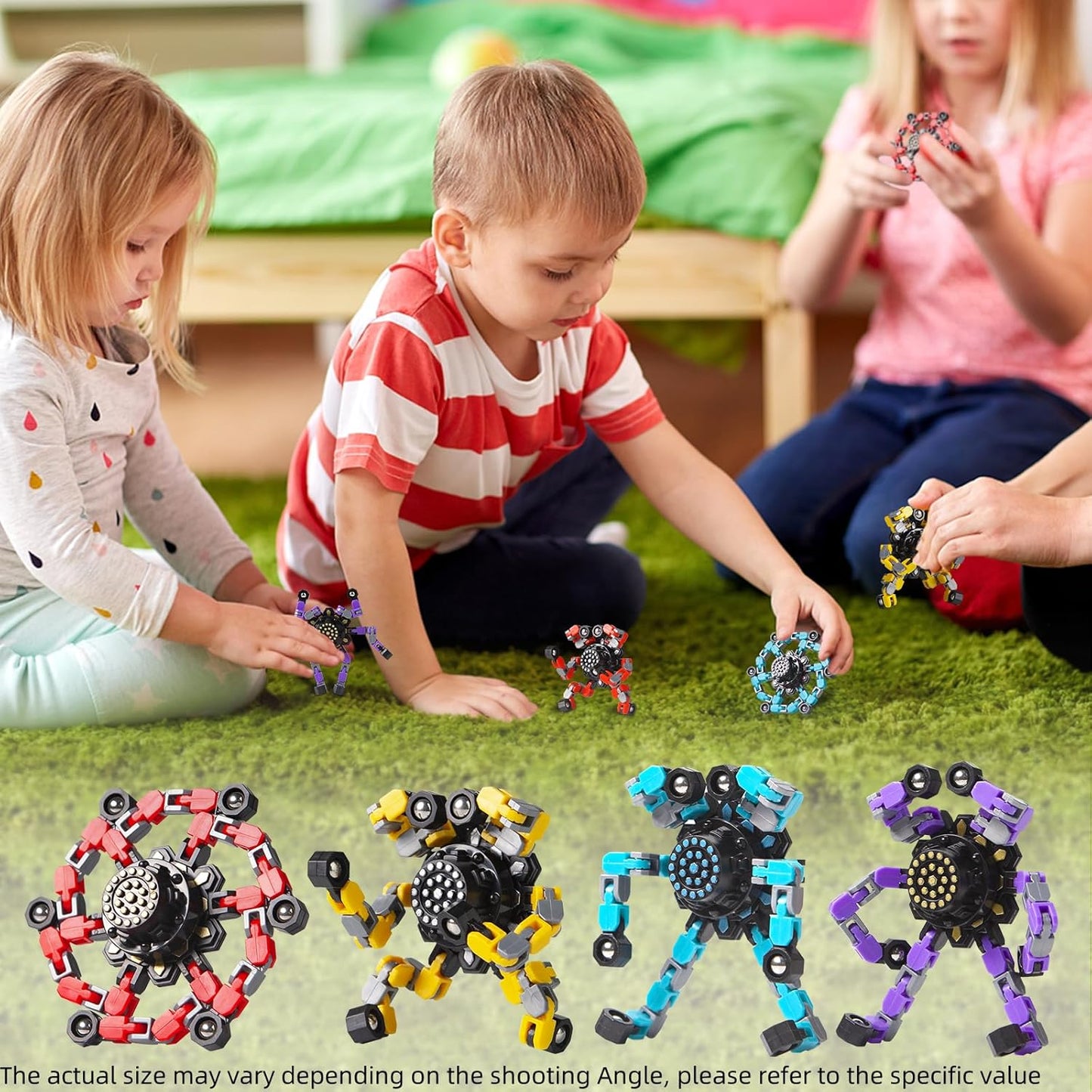 4PCS Transformable Fidget Spinners – Sensory Stress Relief Toys for Kids & Adults