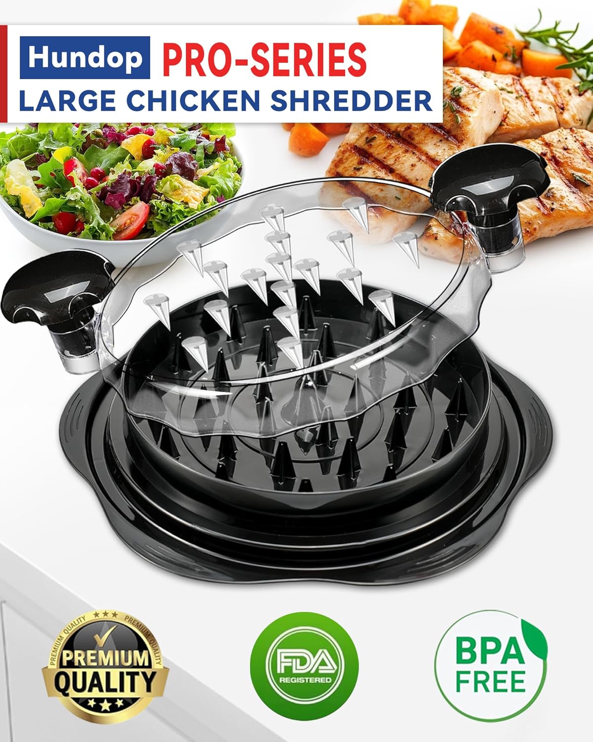Manual Chicken Shredder Tool – Twist-Top Meat & Veggie Grinder for Kitchen Use (Elegant Black)