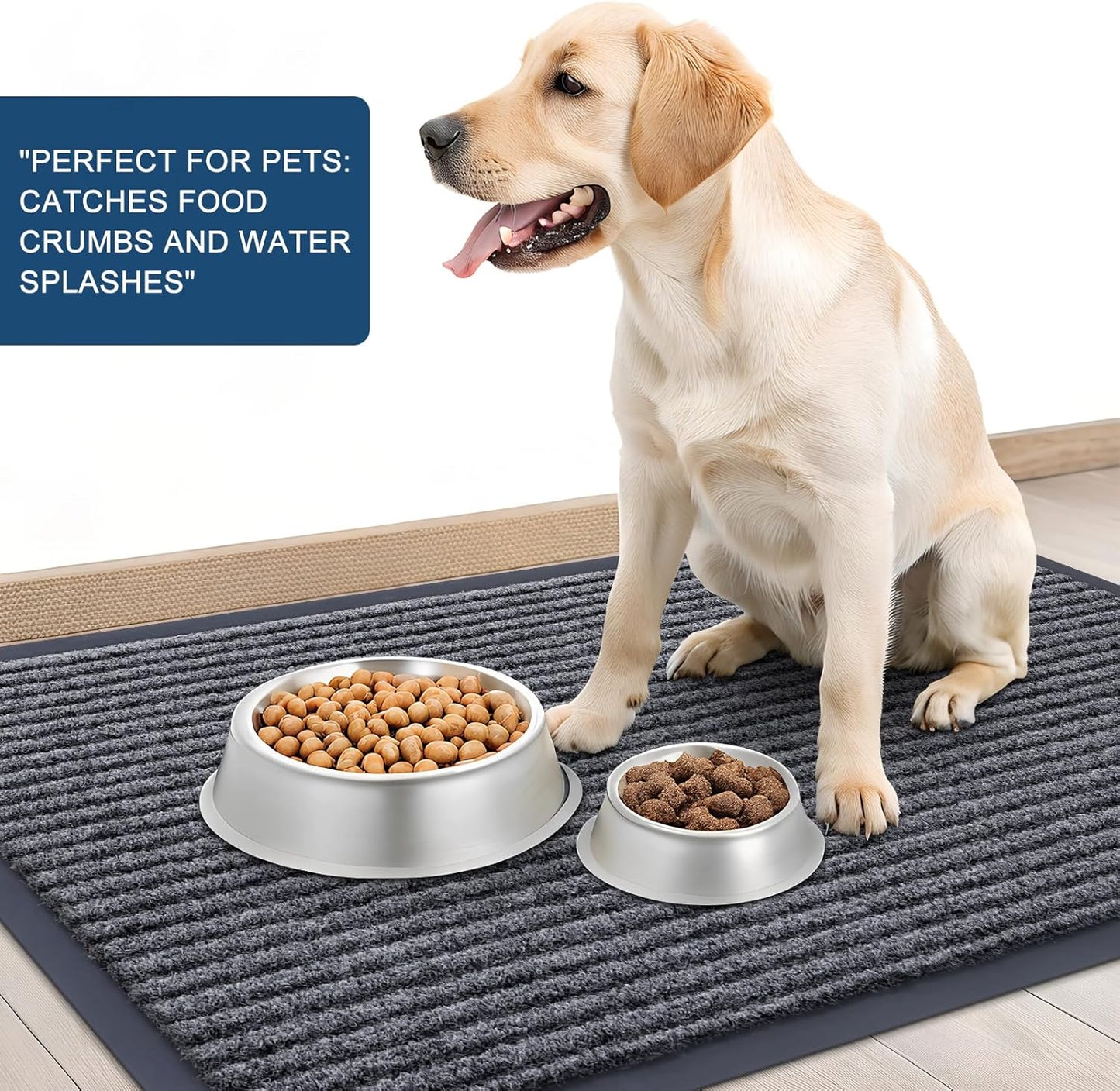 Front Door Mat – Waterproof Heavy Duty Indoor Outdoor Entrance Rug, Low Profile Welcome Mat (29.5 x 17, Grey)