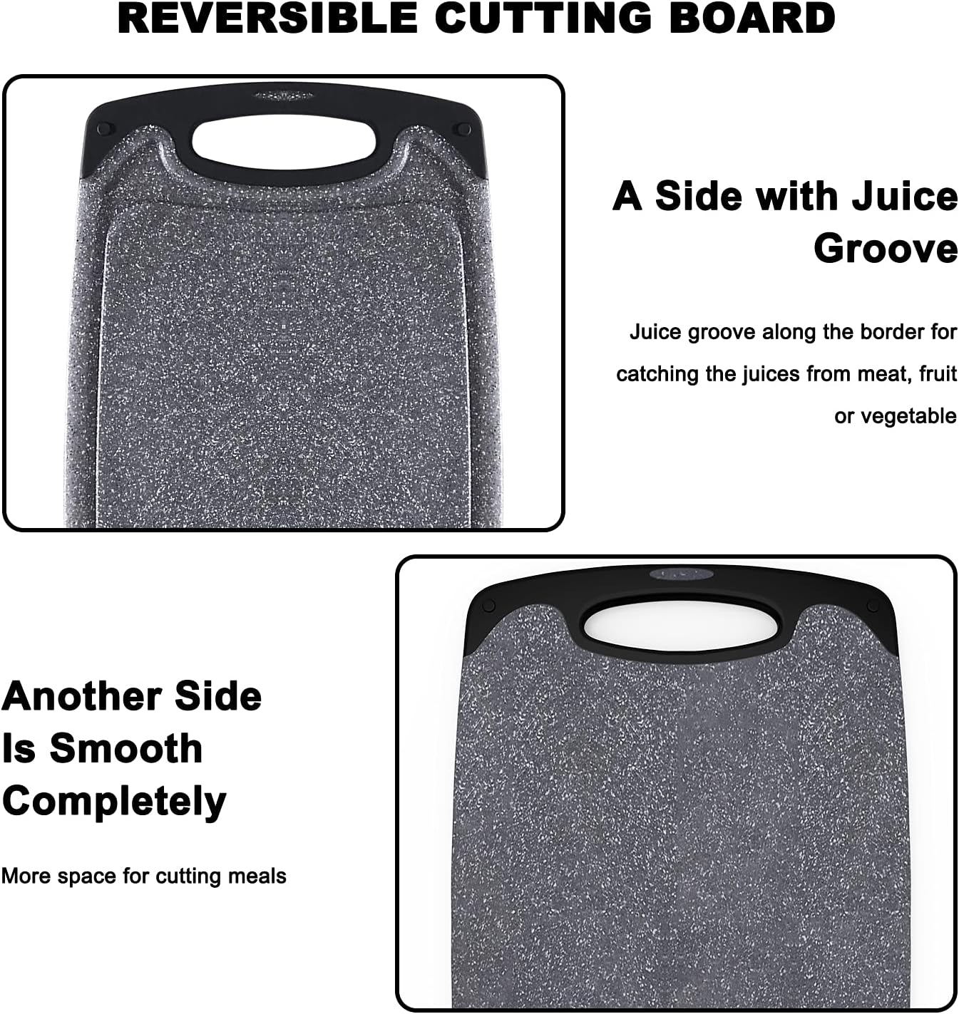 3-Piece Cutting Board Set – Non-Slip, Dishwasher Safe with Juice Groove & Grip Handle (Large, Medium, Small)