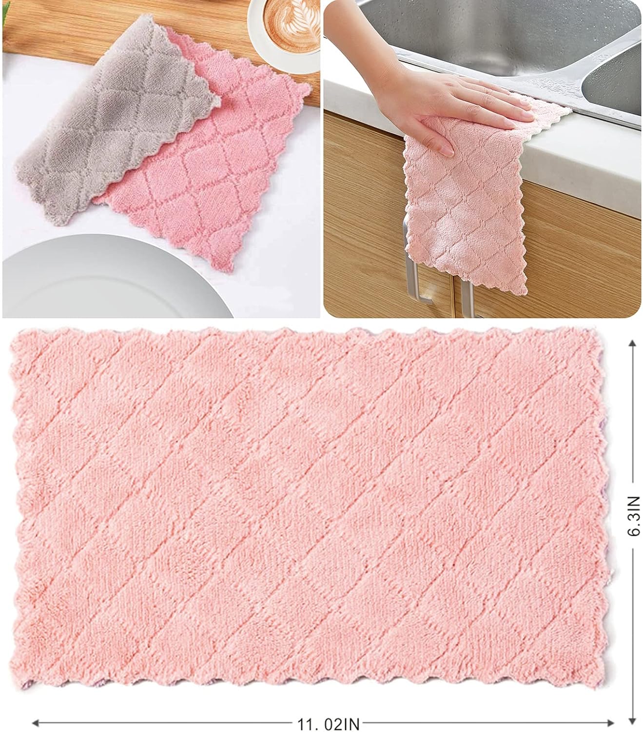 10-Pack Super Absorbent Microfiber Kitchen Towels – Quick-Dry, Non-Stick, Soft Cleaning Cloths