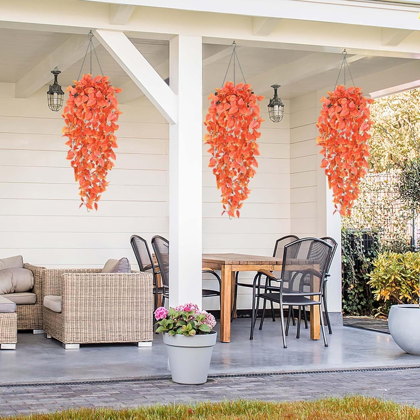 2-Pack Faux Orange Hanging Plants – Artificial Vines for Fall Wall & Home Décor (No Baskets)