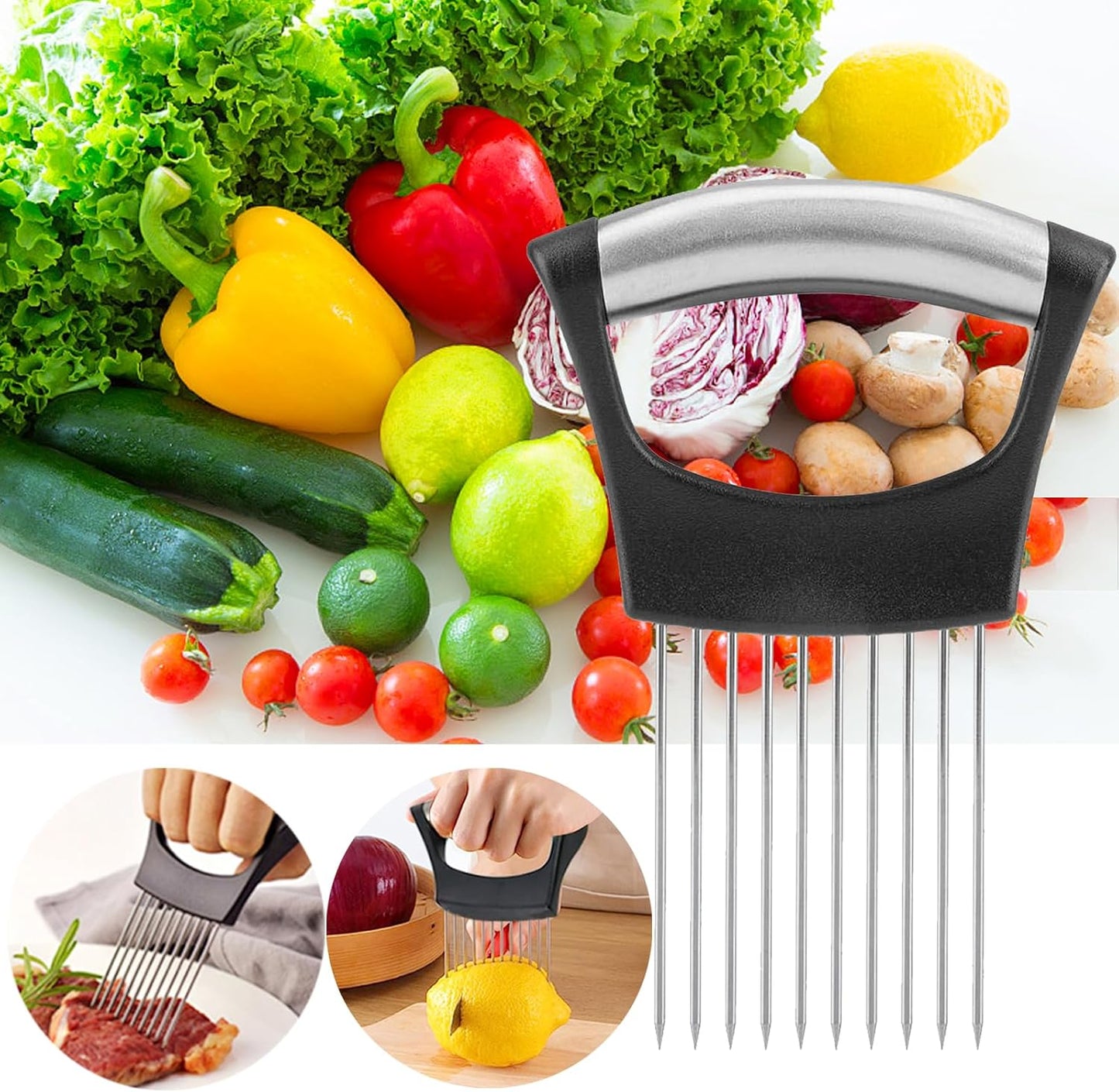 Multi-Use Stainless Steel Onion & Vegetable Slicer Tool