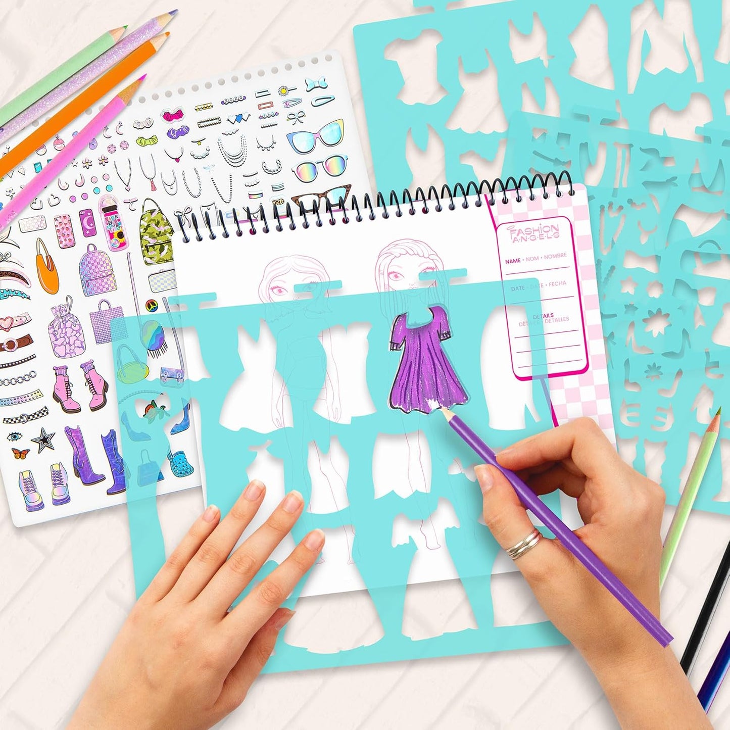 Fashion Design Sketch Portfolio – Beginner Sketch Pad with Stencils & Stickers for Kids 6+