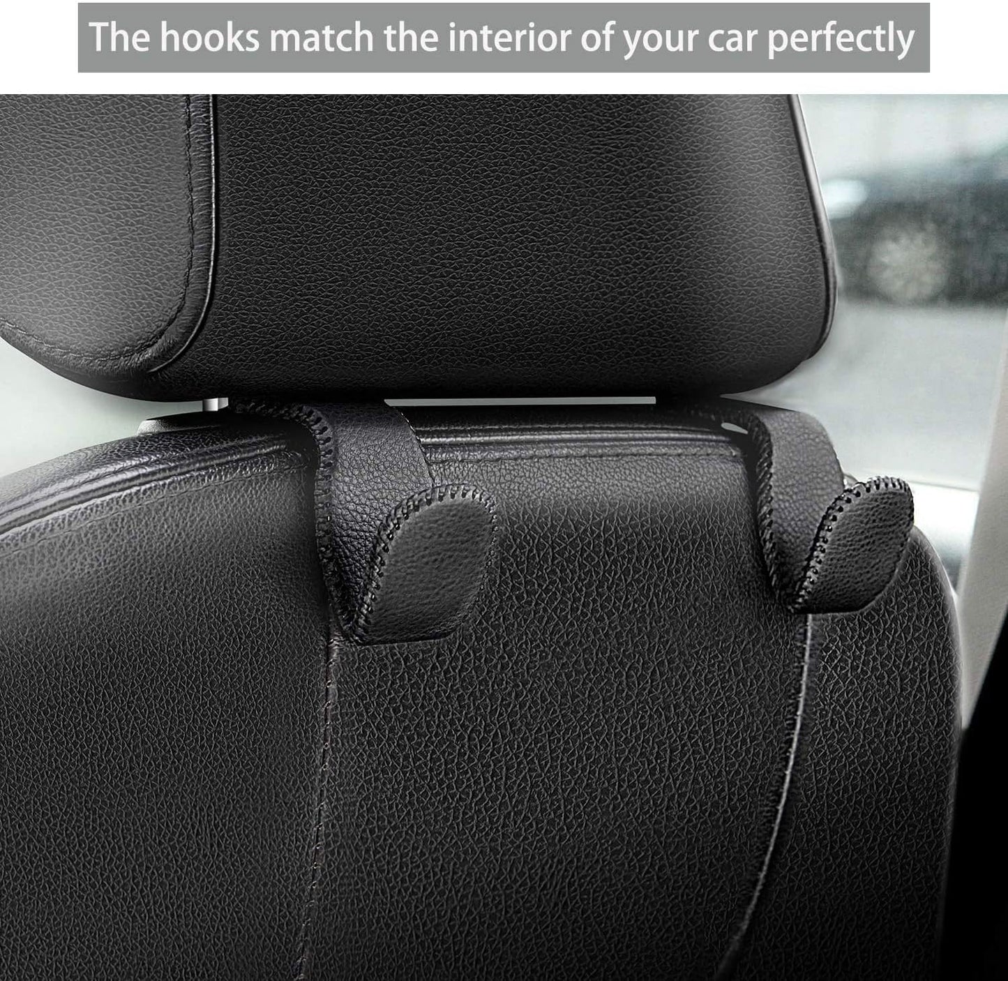 Purse Hook for Car, Superior Leather Headrest Hanger Matching Cars Interior, Brown Back Seat Organizer Storage Holder