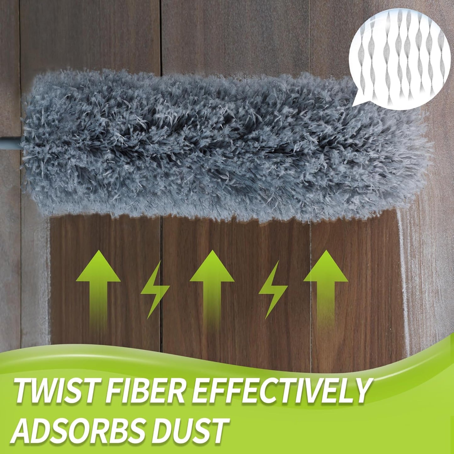 Cobweb Duster with 100" Extension Pole – Ceiling & Spider Web Brush with Washable Microfiber Head