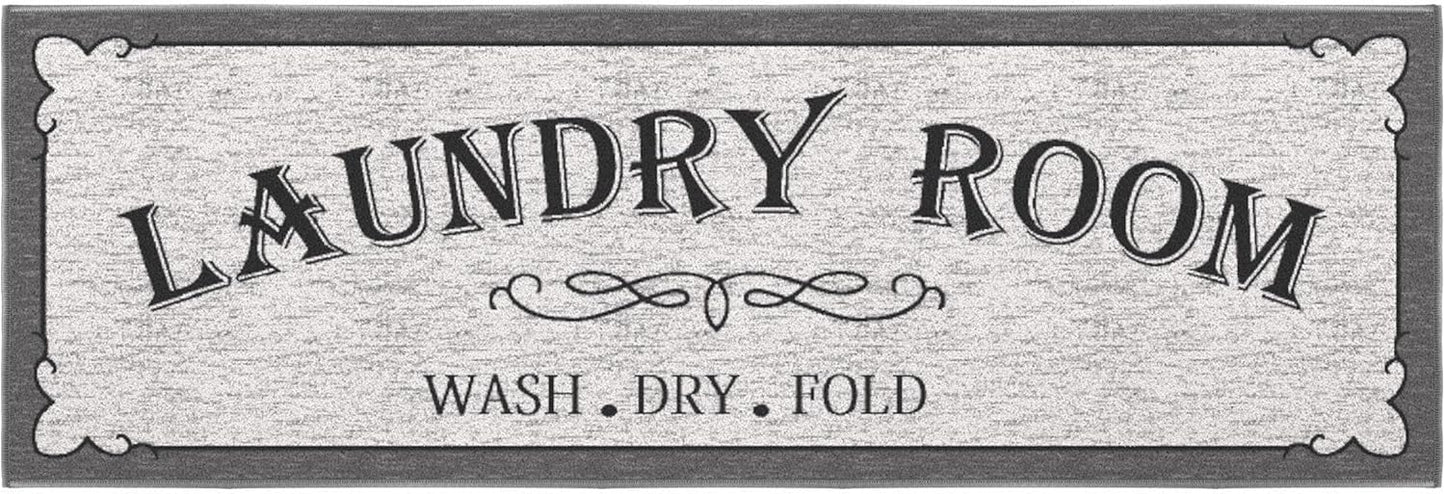 20"x59" Non-Slip Laundry Room Rug – Durable Gray Runner Mat for Entryway, Bathroom & Mudroom