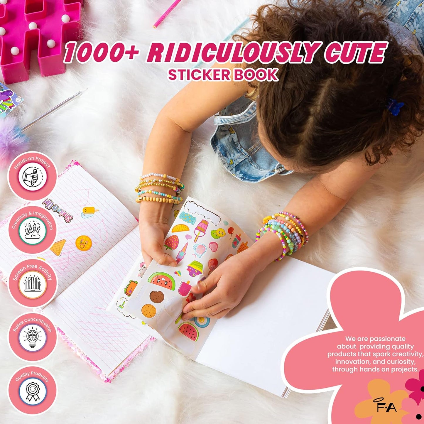 1000+ Cute Stickers for Kids – 40-Page Fun Craft Sticker Book for Ages 6+