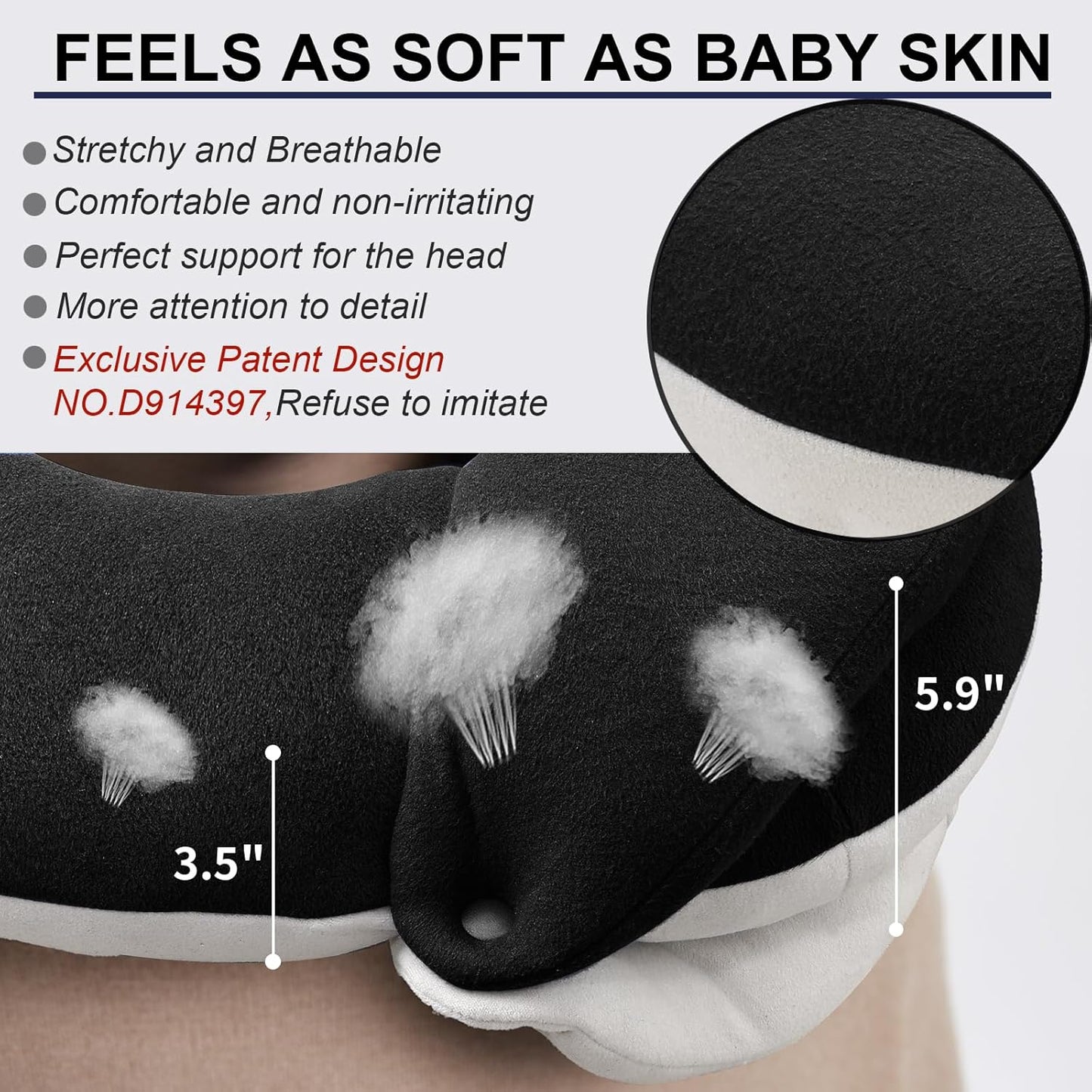360° Travel Neck Pillow Kit – Breathable Head Support with Eye Mask, Earplugs & Storage Bag (Black)