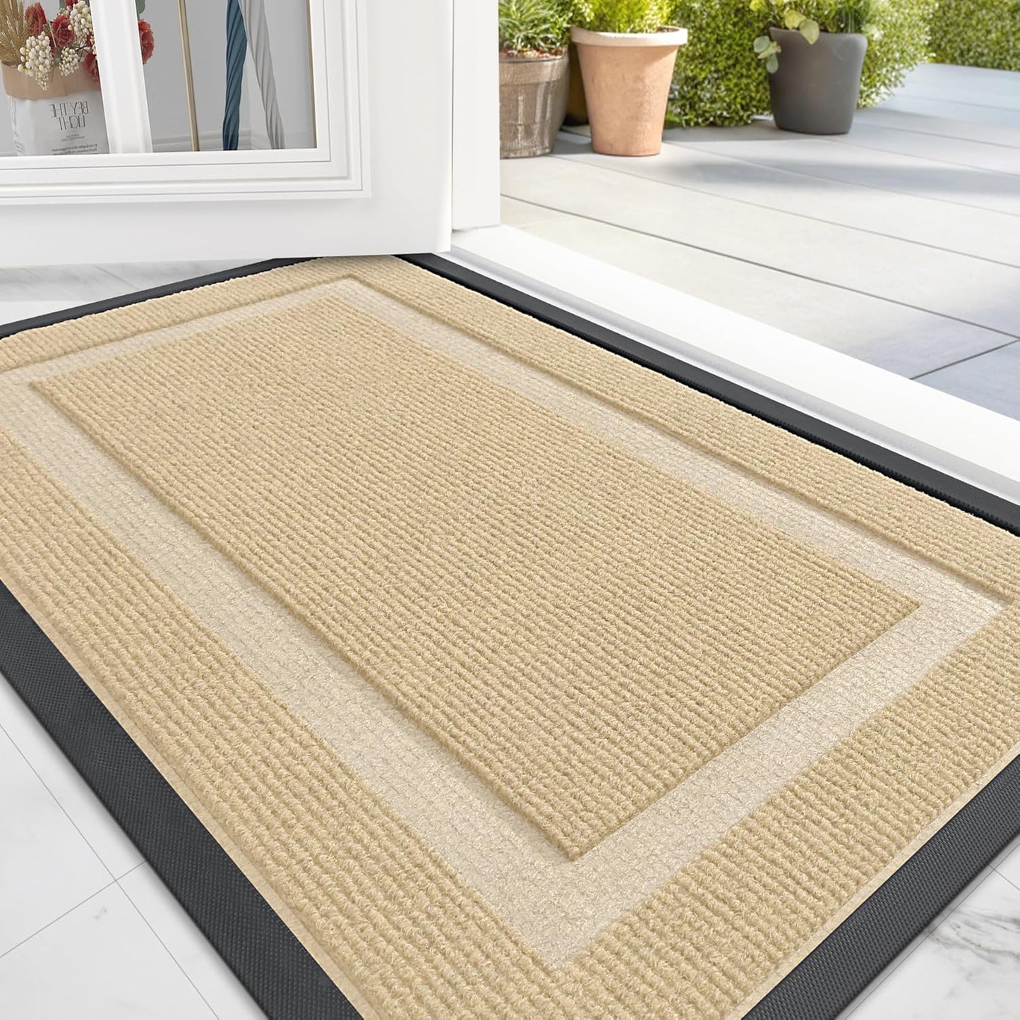 Waterproof Front Door Mat – 29.5x17” Fade-Resistant Entryway Rug with Natural Rubber Backing, Indoor Outdoor All-Season Use