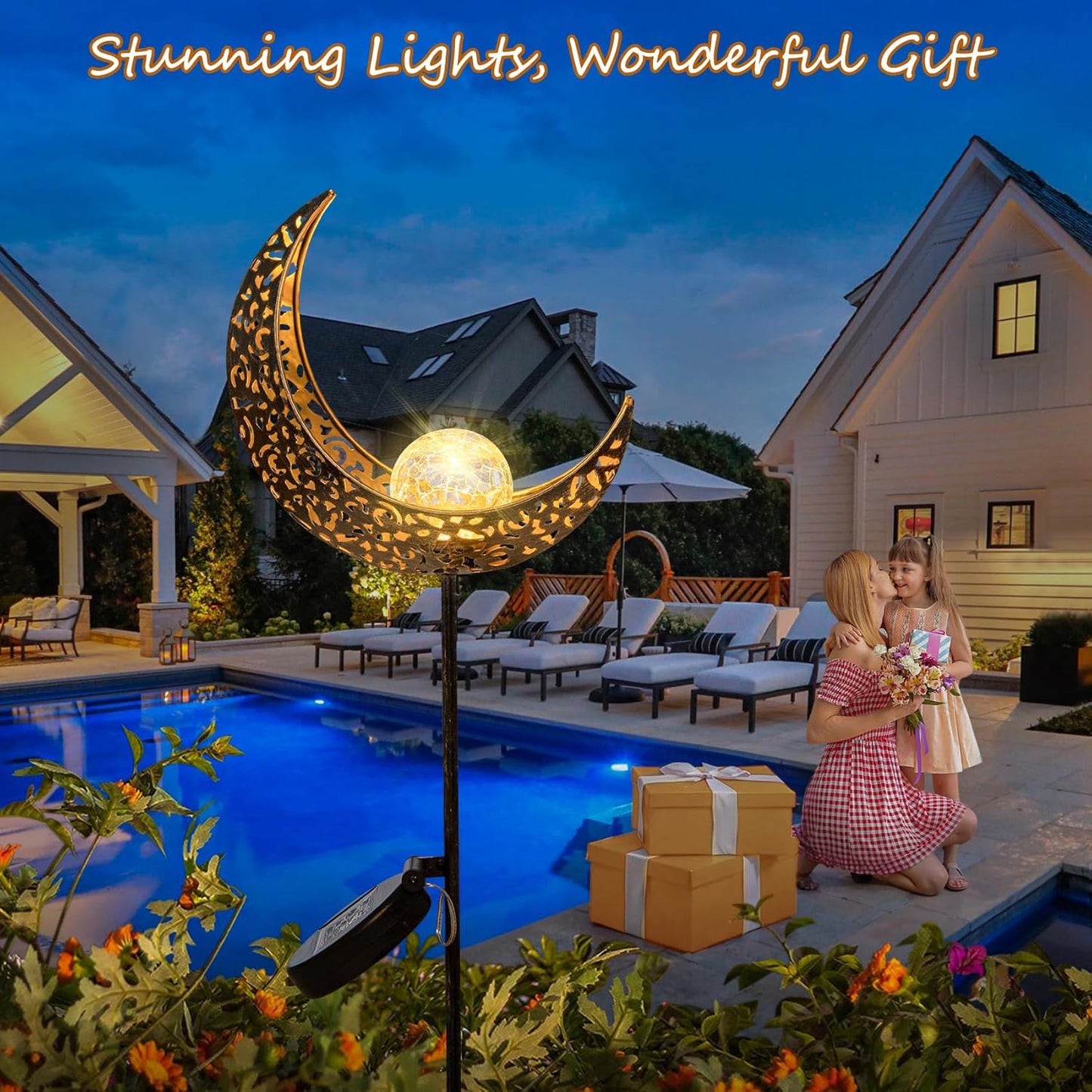 Moon Solar Garden Light – Waterproof Bronze Stake Yard Decor for Lawn, Patio & Gifts for Mom, Women, Grandma