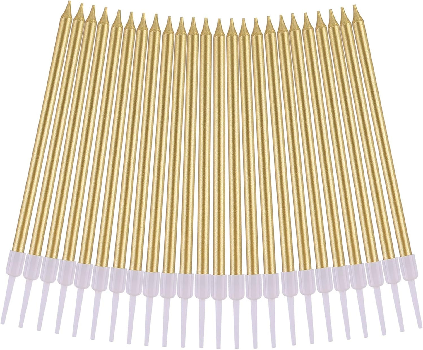 Elegant Gold Metallic Birthday Candles – Long Thin Cake Candles for Parties & Weddings