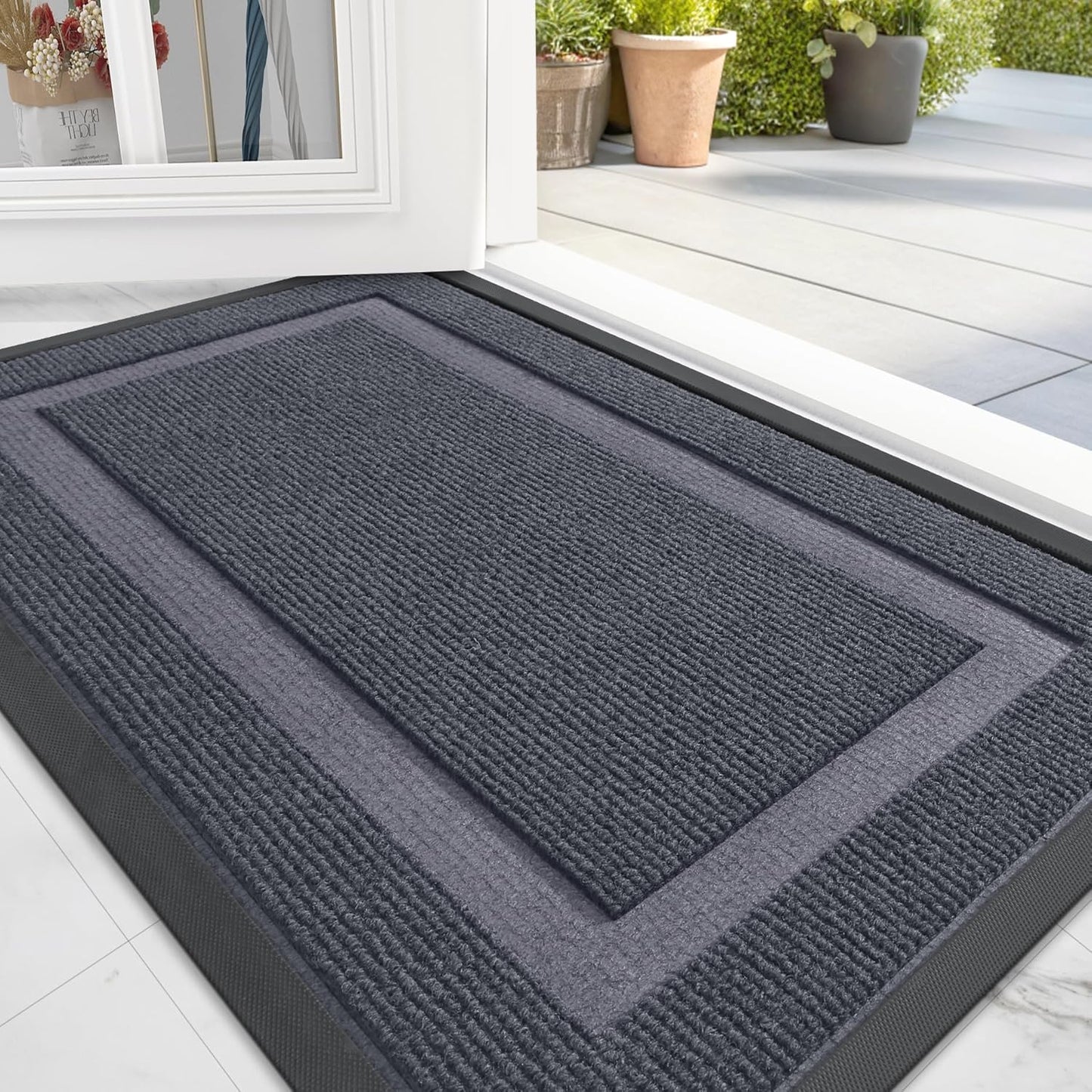 Waterproof Front Door Mat – 29.5x17” Fade-Resistant Entryway Rug with Natural Rubber Backing, Indoor Outdoor All-Season Use
