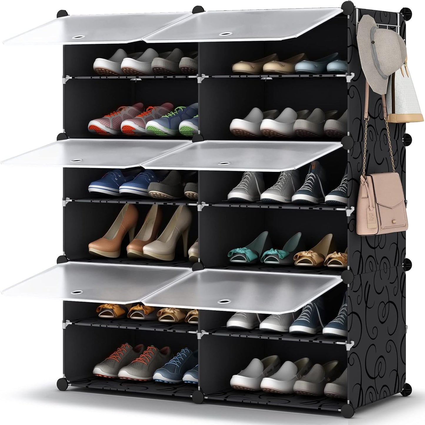 HOMIDEC 6-Tier Shoe Rack – 24 Pair Plastic Shoe Organizer Cabinet for Closet & Entryway