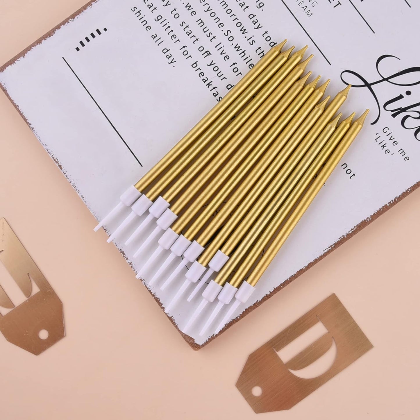 Elegant Gold Metallic Birthday Candles – Long Thin Cake Candles for Parties & Weddings
