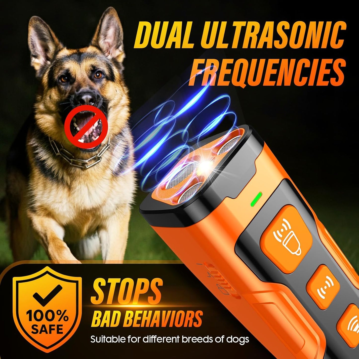 Ultrasonic Dog Bark Deterrent – 3X Anti-Barking Device with 6 Modes & 23ft Range
