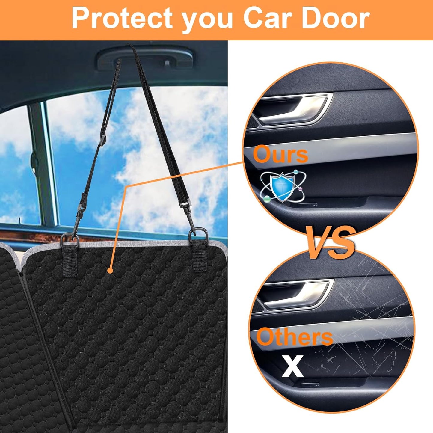 Waterproof Dog Car Seat Cover – 2025 Heavy Duty Hammock Protector for Back Seat (Black, Standard Size)