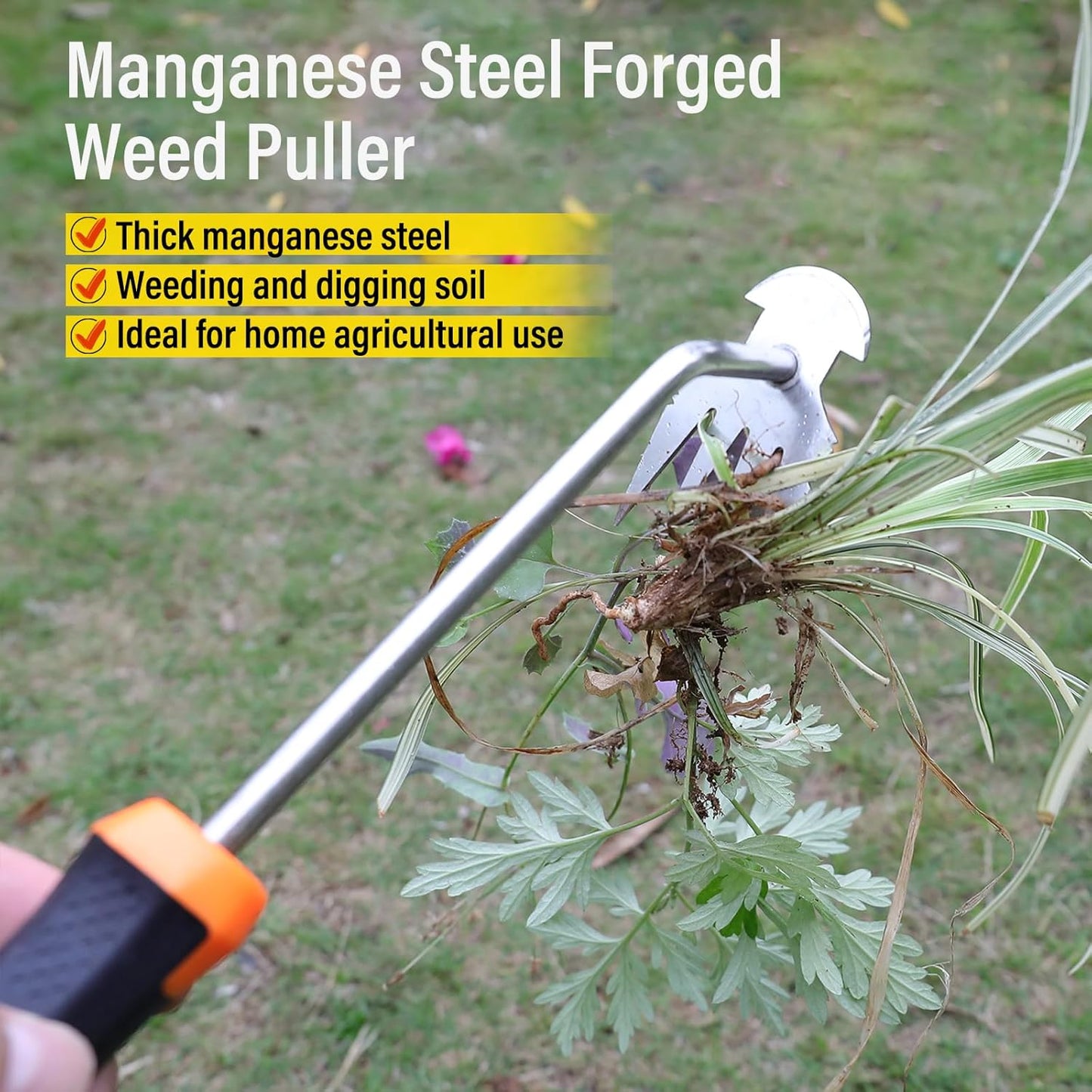 Weed Puller Tool – Portable Garden Weeder with Rubber Handle, 2024 Manganese Steel Hand Tool for Vegetable Gardening and Uprooting