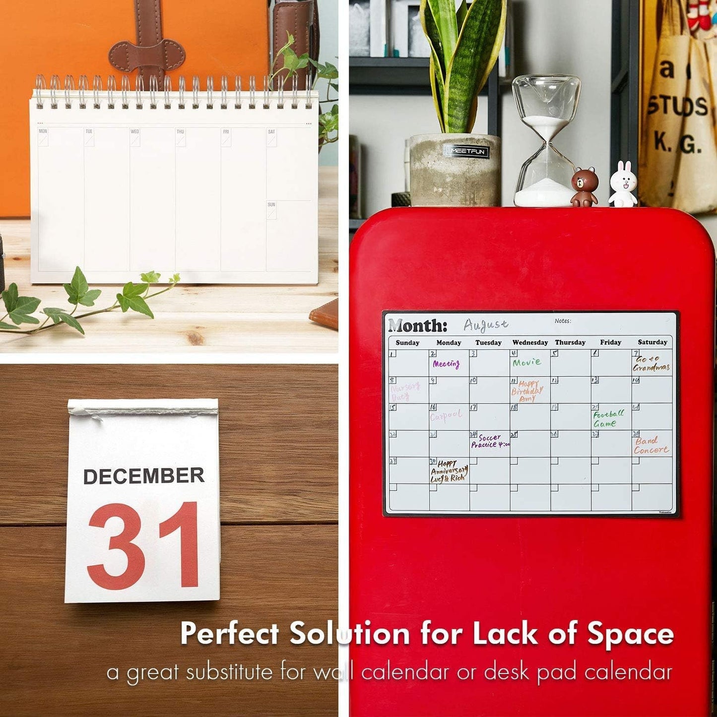 Magnetic Dry Erase Fridge Calendar – 16.9x11.8” Whiteboard Weekly/Monthly Planner for Refrigerator