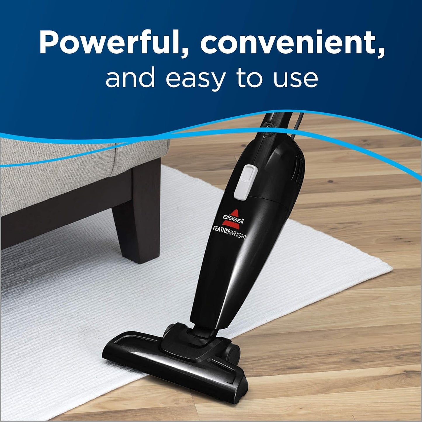 Featherweight Stick Vacuum – Ultra-Light Bagless Cleaner with Crevice Tool (Model 2033M, Black)