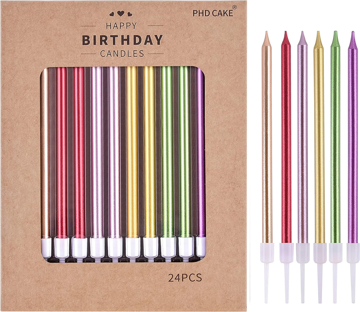 Elegant Gold Metallic Birthday Candles – Long Thin Cake Candles for Parties & Weddings