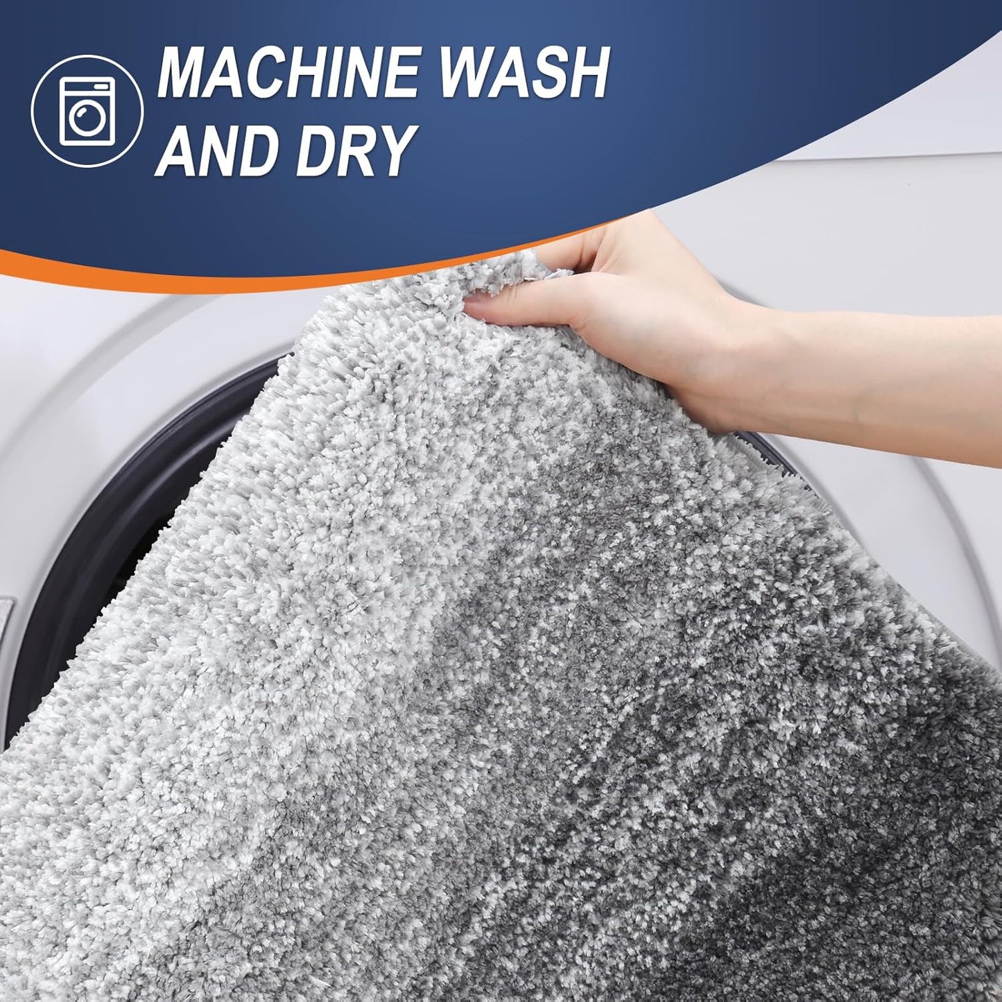 3-Piece Bathroom Rug Set – Soft Shaggy Microfiber Mats with Toilet Contour (Grey)